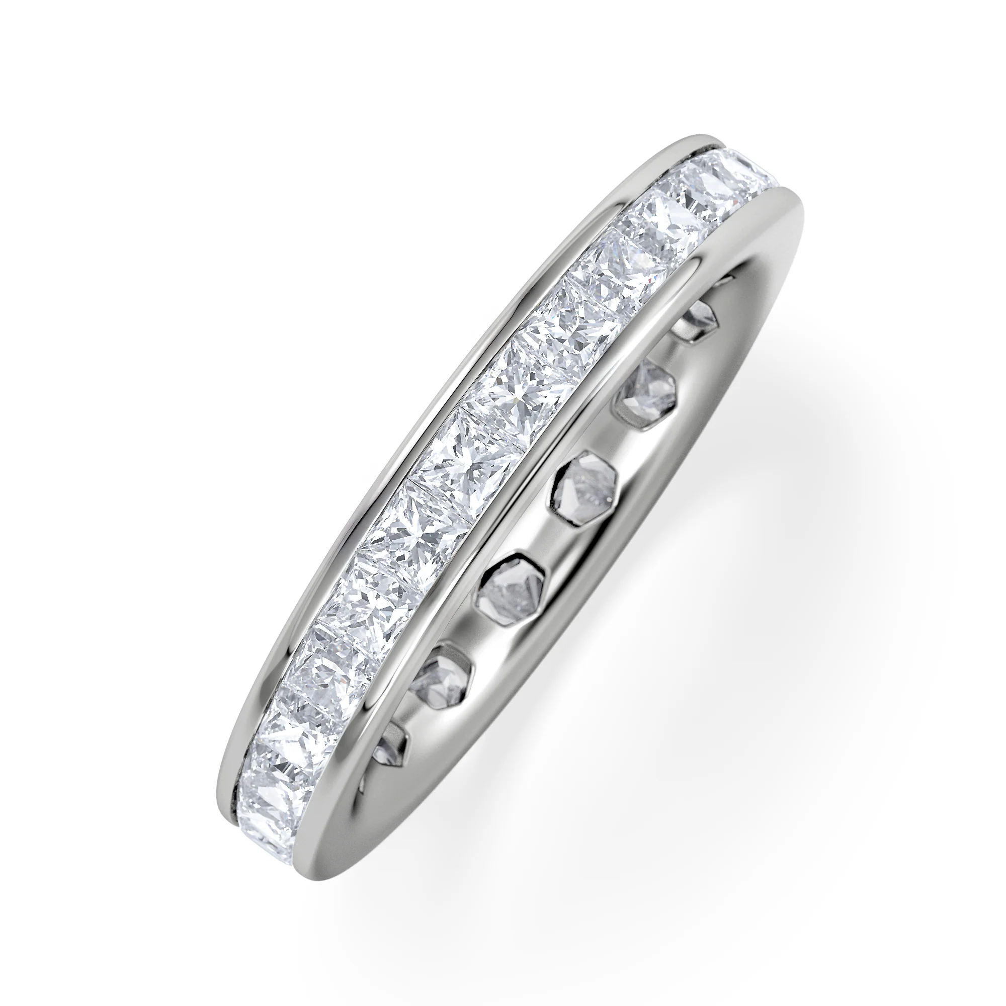 Lauren Lab Princess Diamond Eternity Ring 18K White Gold 2.00ct G/Vs