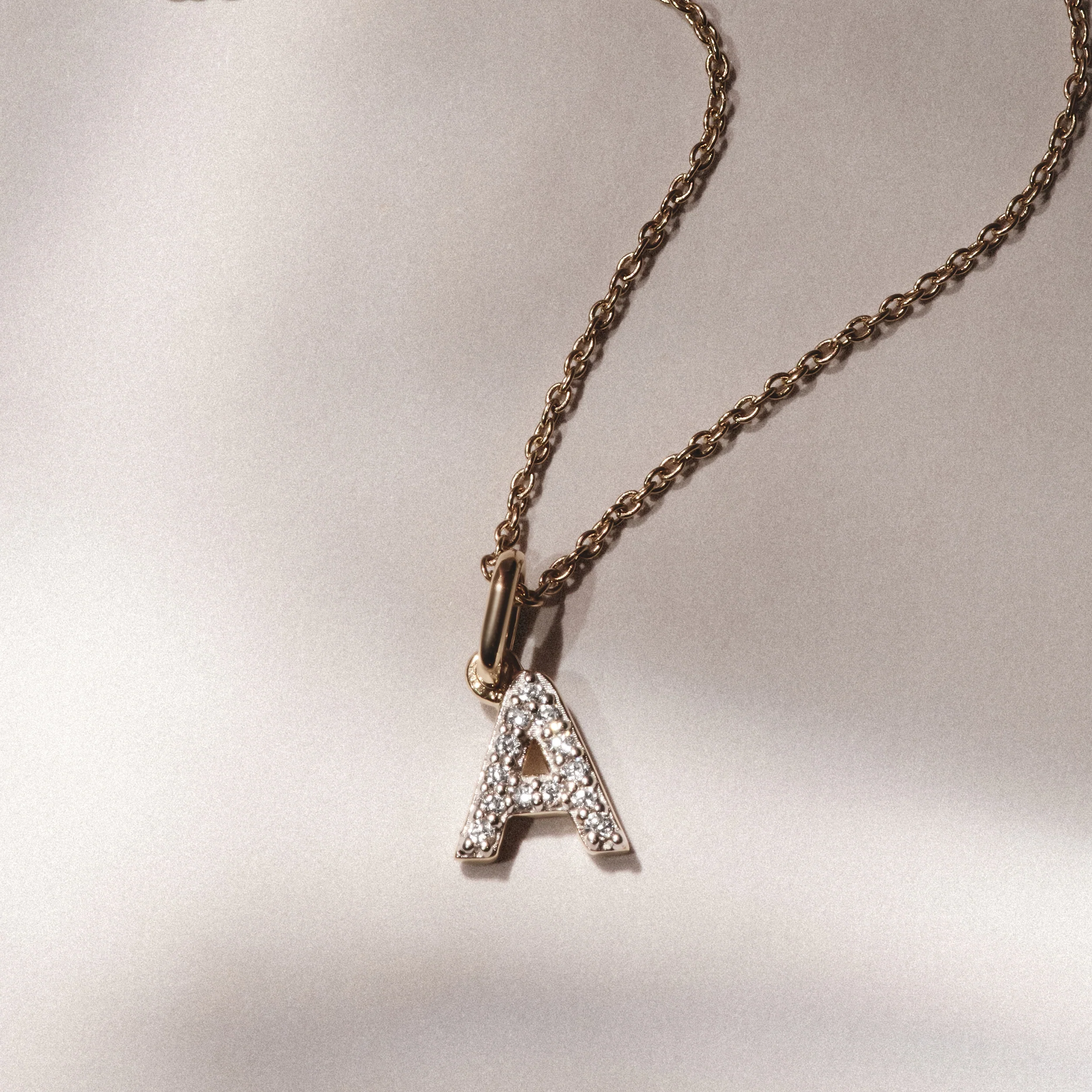 Love Letter Initial A Lab Diamond Necklace set in 18K Gold Vermeil - Image 3