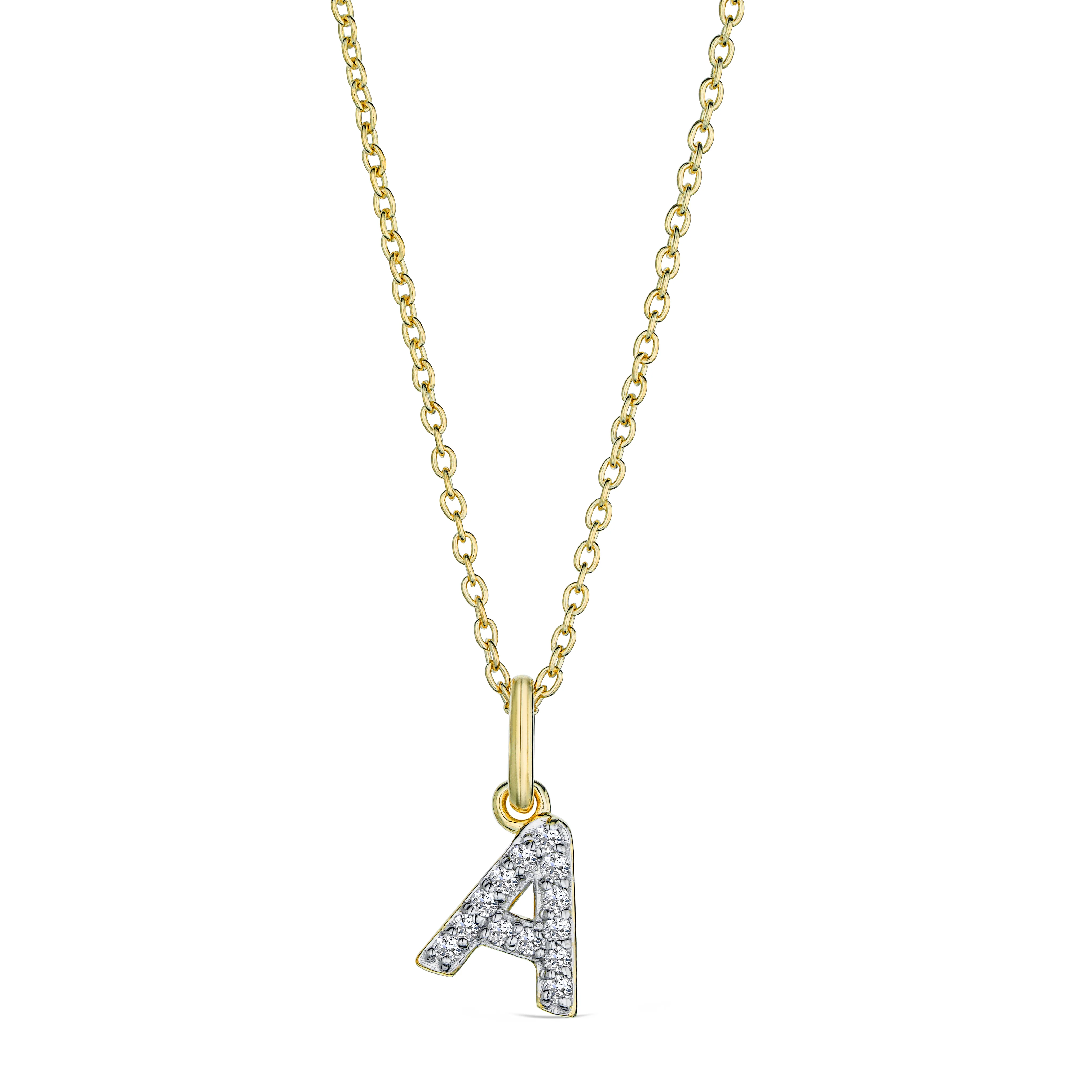 Love Letter Initial A Lab Diamond Necklace set in 18K Gold Vermeil - Image 4