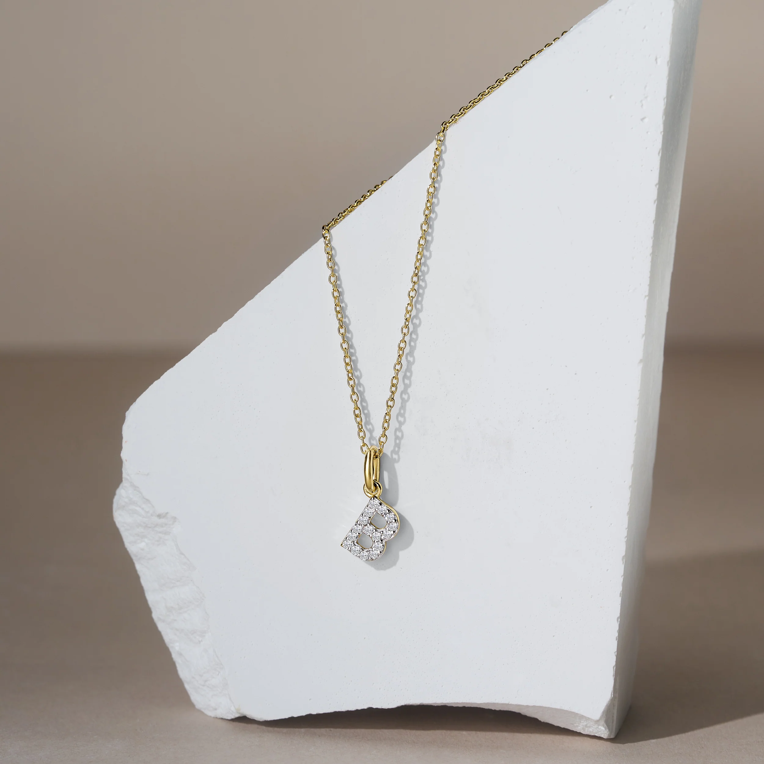 Love Letter Initial B Lab Diamond Necklace set in 18K Gold Vermeil - Image 5