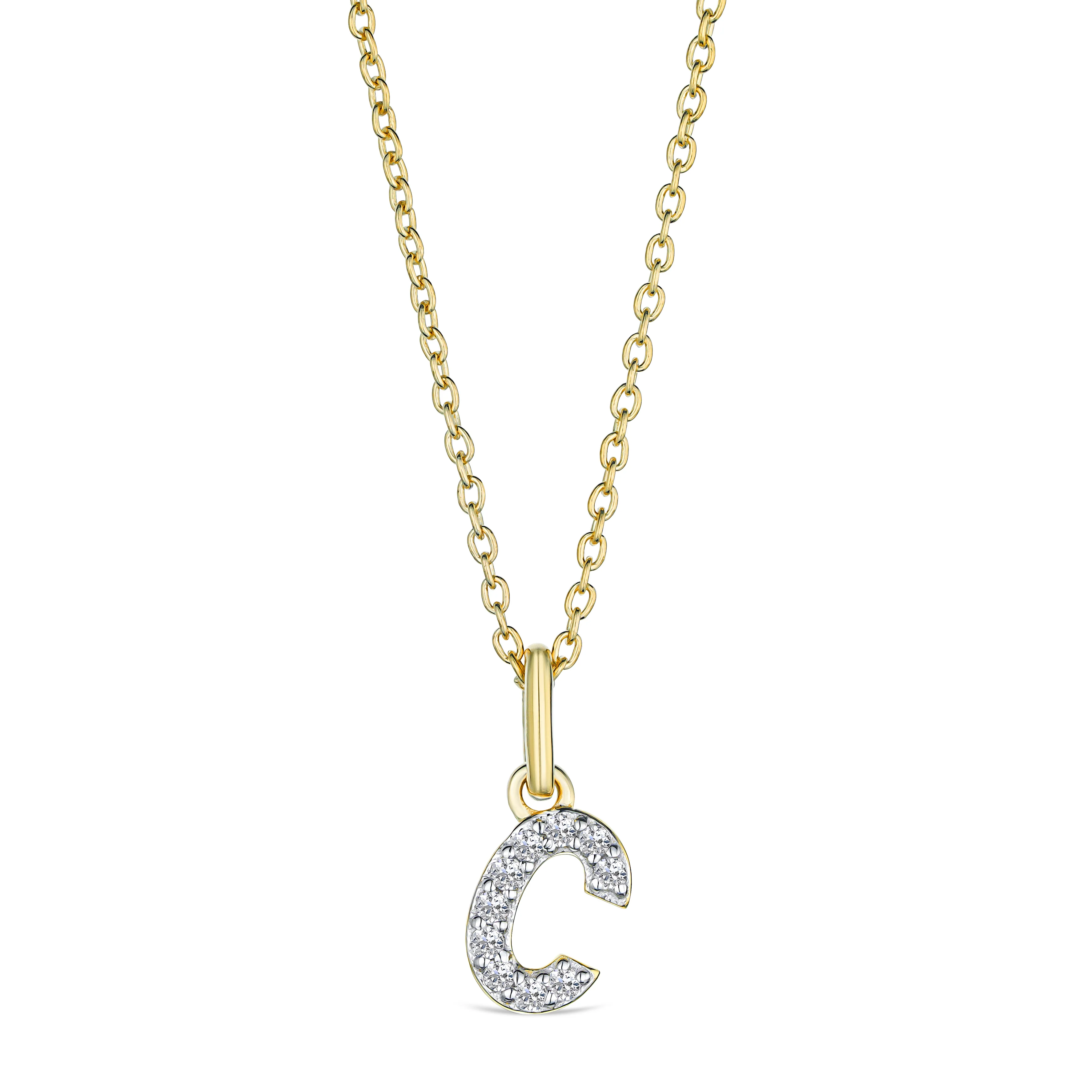 Love Letter Initial C Lab Diamond Necklace set in 18K Gold Vermeil - Image 3