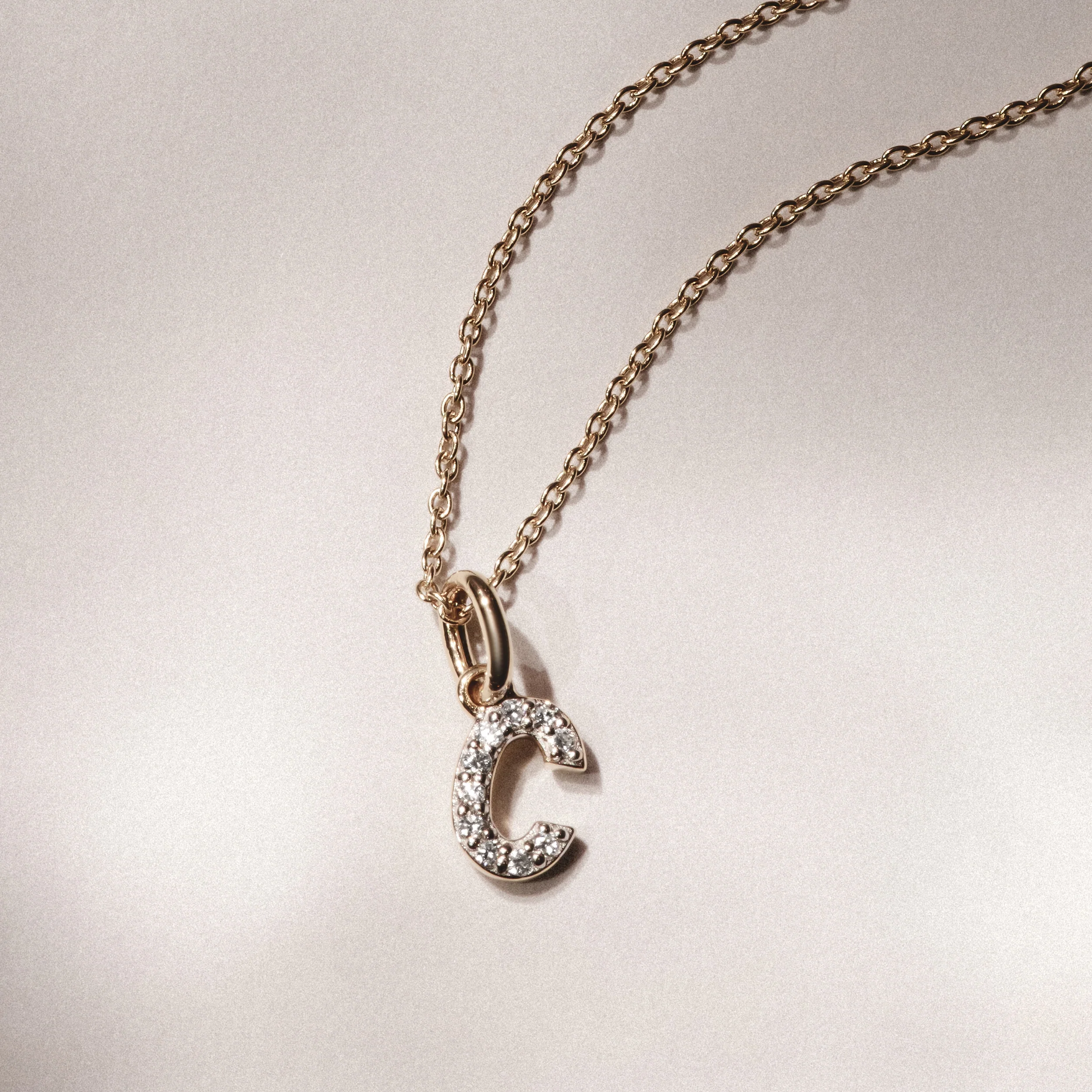 Love Letter Initial C Lab Diamond Necklace set in 18K Gold Vermeil - Image 5