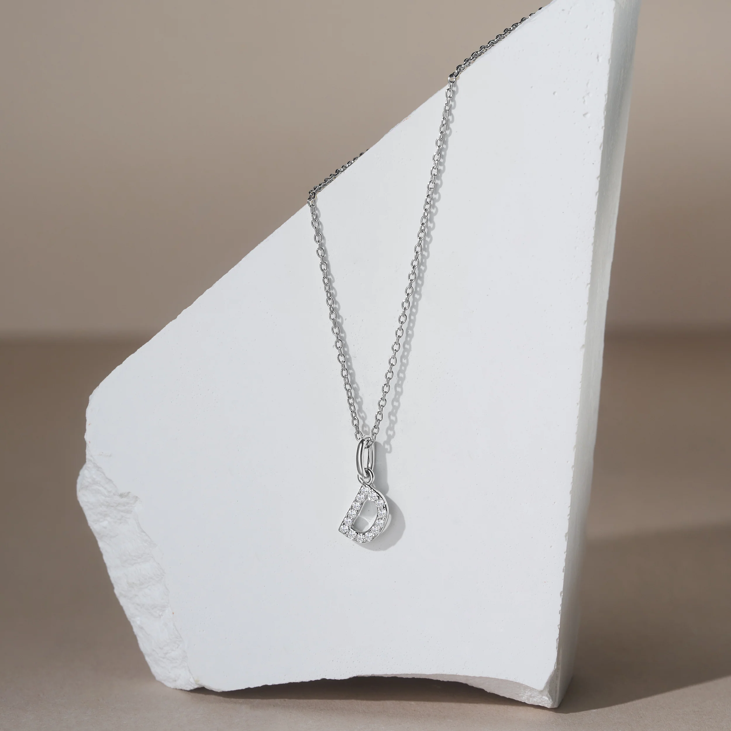 Love Letter Initial D Lab Diamond Necklace set in 925 Sterling Silver - Image 4