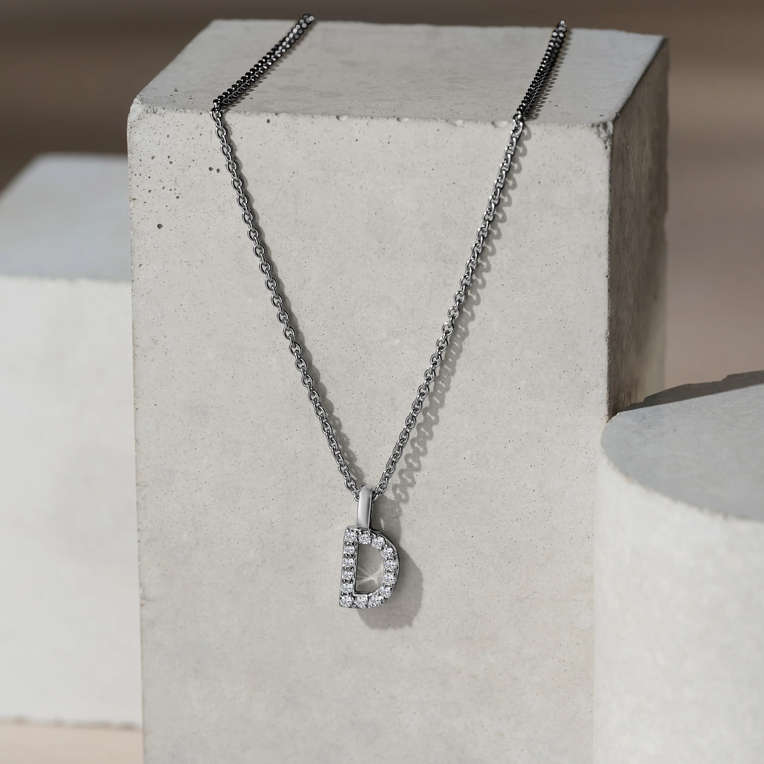 Love Letter Initial D Lab Diamond Necklace set in 9K White Gold - Image 5