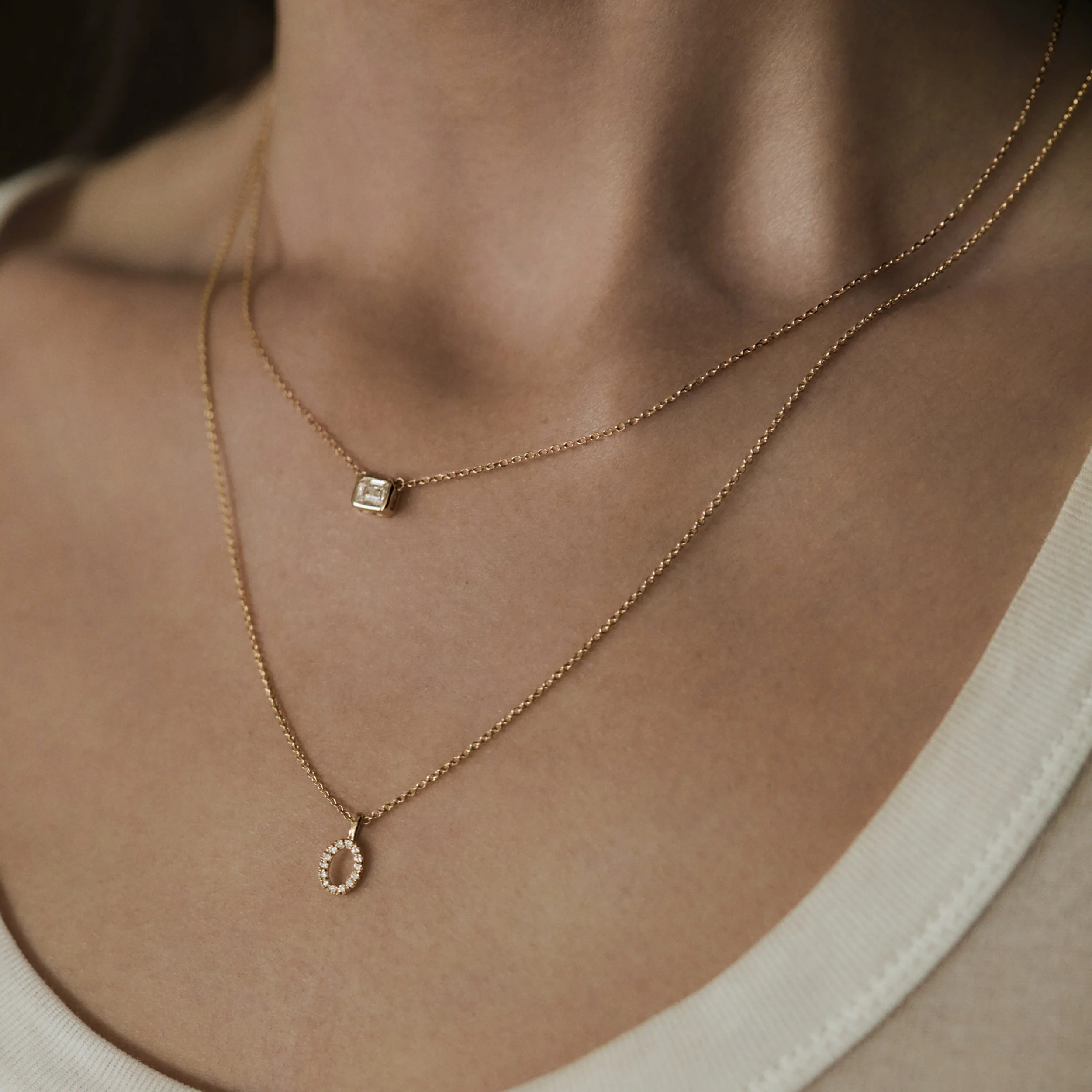 Love Letter Initial D Lab Diamond Necklace set in 9K Yellow Gold - Image 2