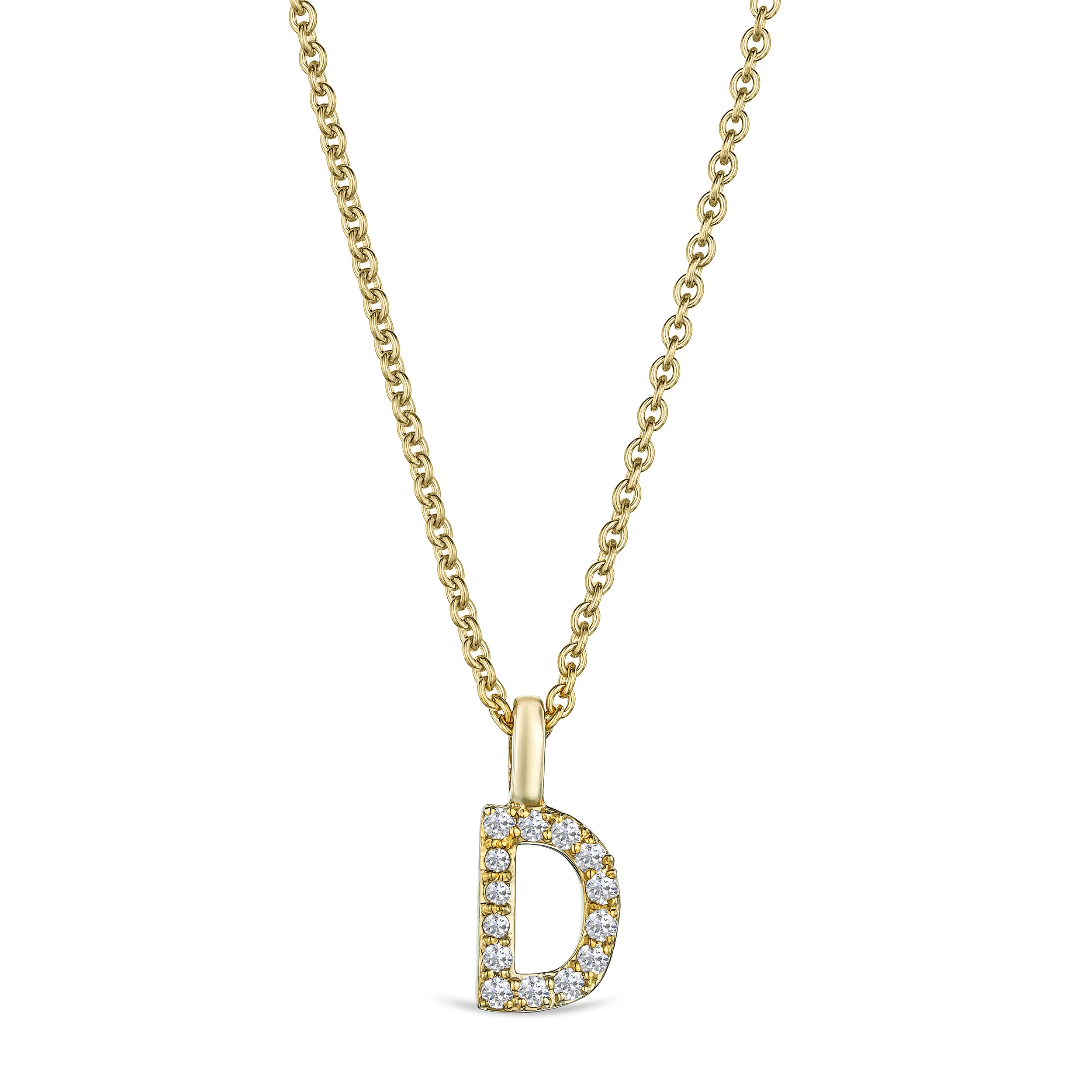 Love Letter Initial D Lab Diamond Necklace set in 9K Yellow Gold - Image 4