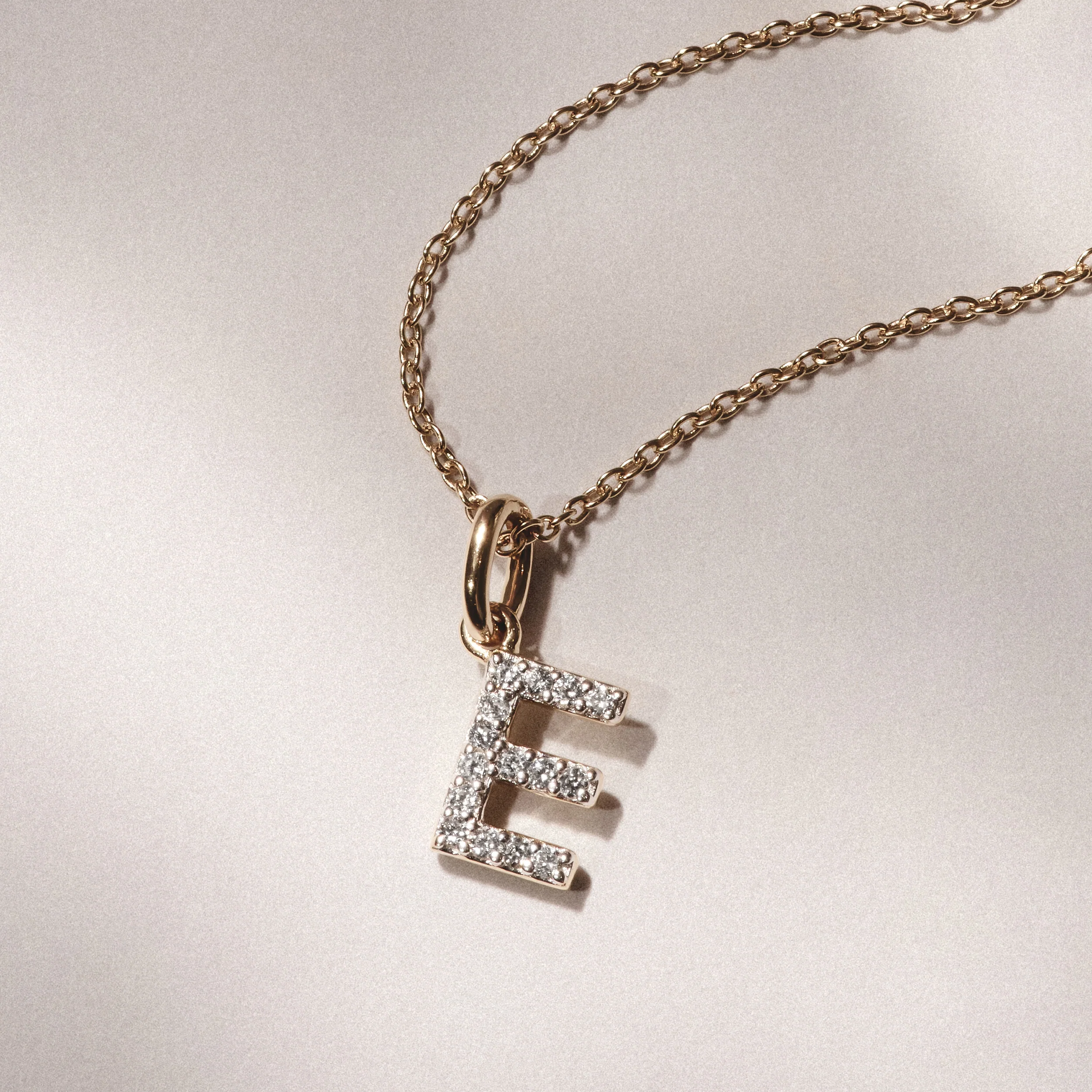 Love Letter Initial E Lab Diamond Necklace set in 18K Gold Vermeil - Image 3
