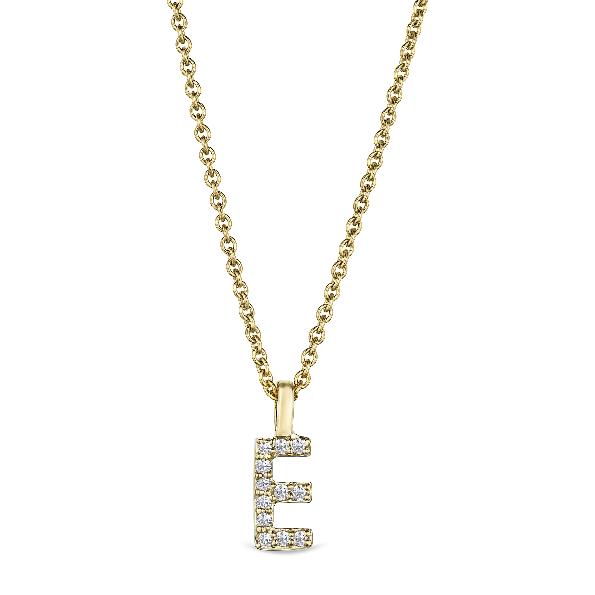 Love Letter Initial E Lab Diamond Necklace set in 9K Yellow Gold - Image 4