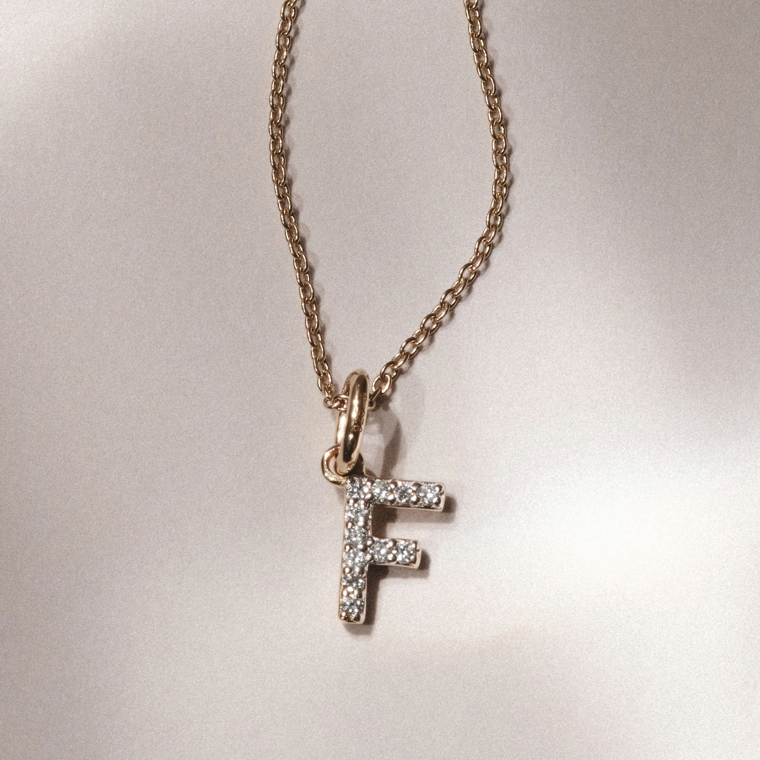 Love Letter Initial F Lab Diamond Necklace set in 18K Gold Vermeil - Image 3