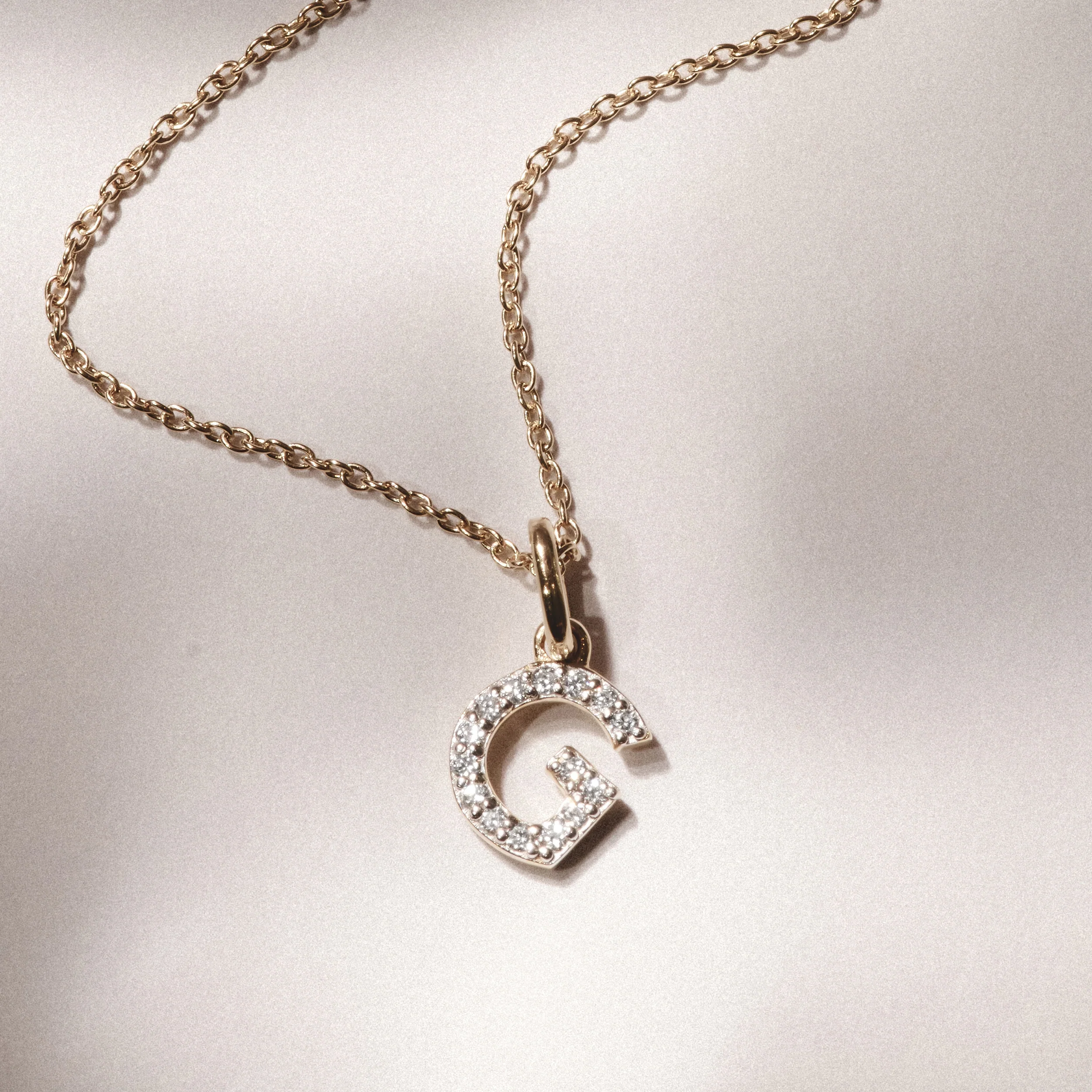Love Letter Initial G Lab Diamond Necklace set in 18K Gold Vermeil - Image 3