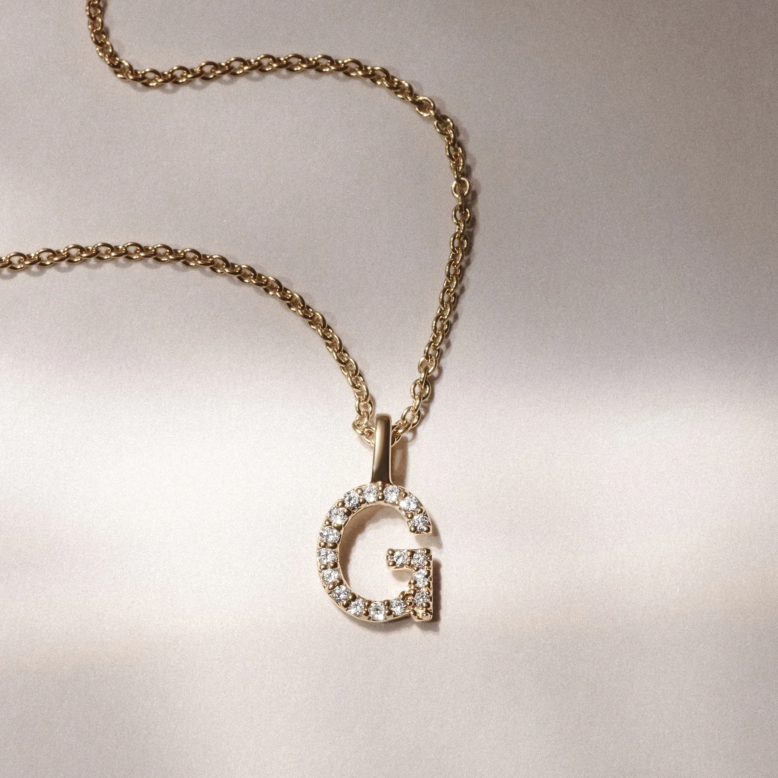 Love Letter Initial G Lab Diamond Necklace set in 9K Yellow Gold - Image 2