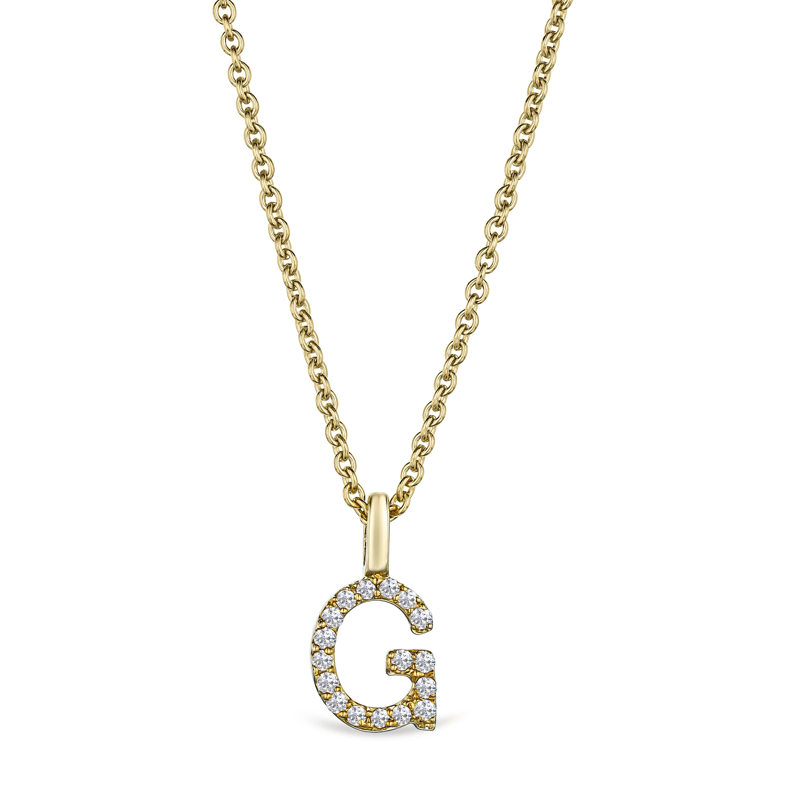 Love Letter Initial G Lab Diamond Necklace set in 9K Yellow Gold - Image 3
