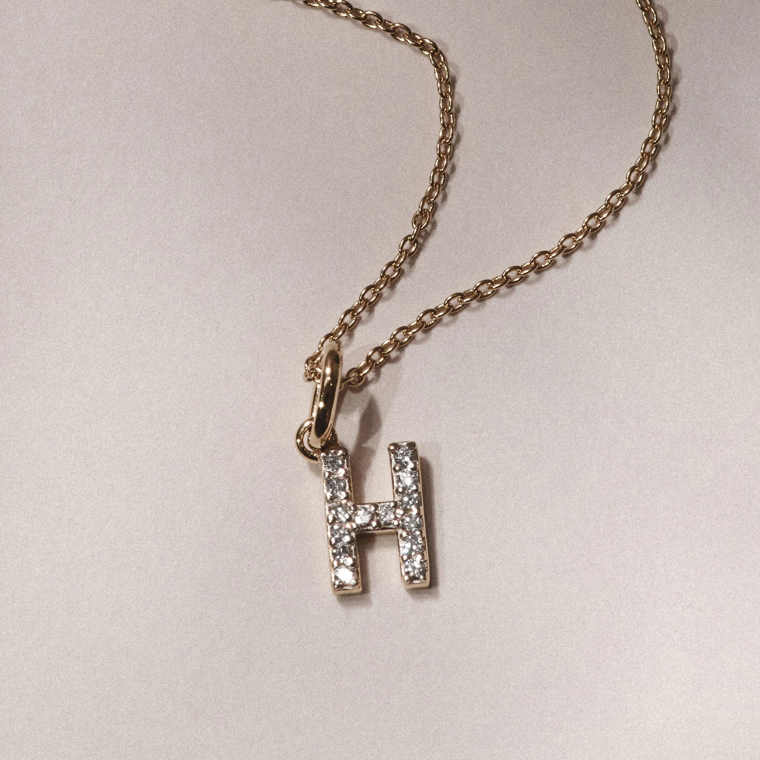 Love Letter Initial H Lab Diamond Necklace set in 18K Gold Vermeil - Image 3