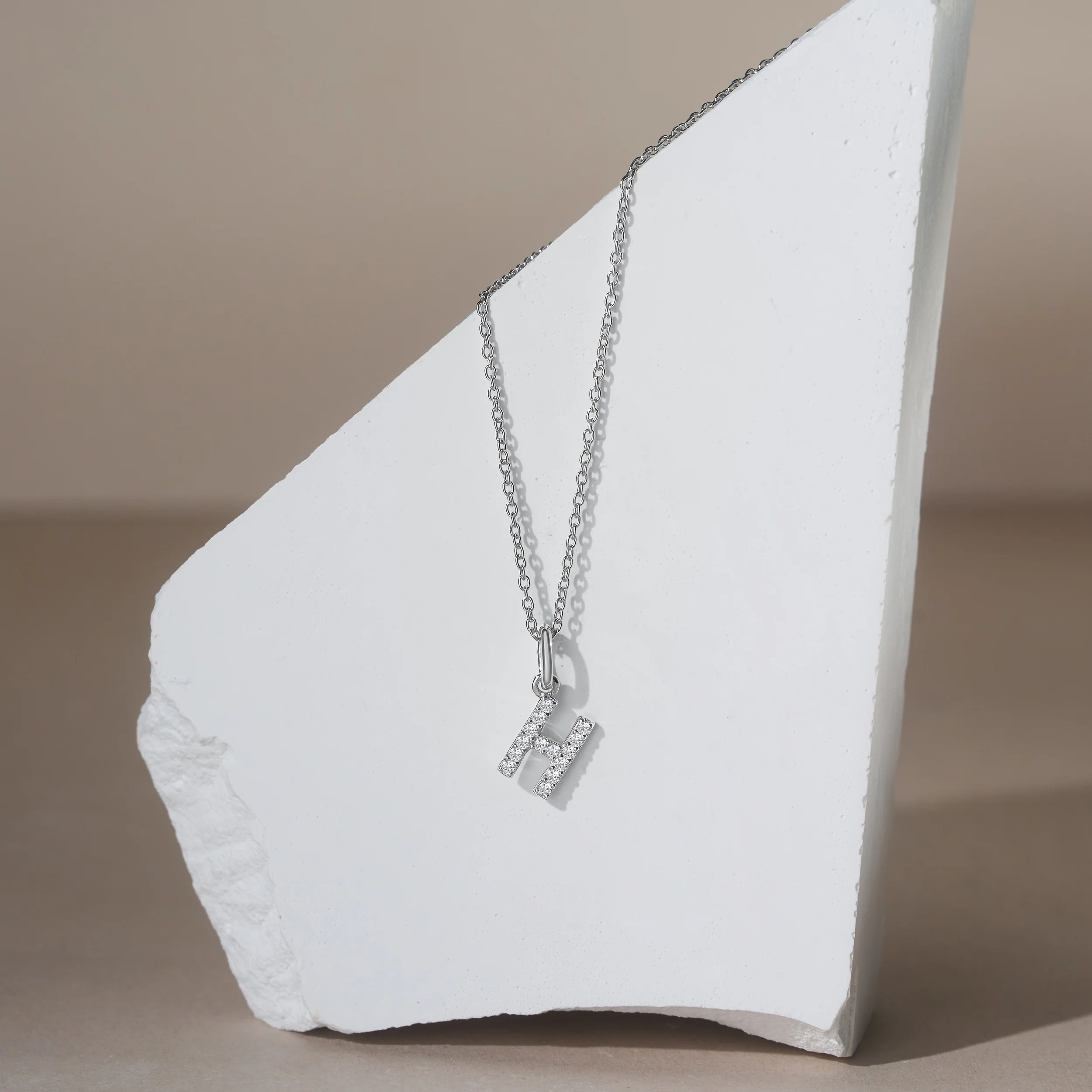 Love Letter Initial H Lab Diamond Necklace set in 925 Sterling Silver - Image 5