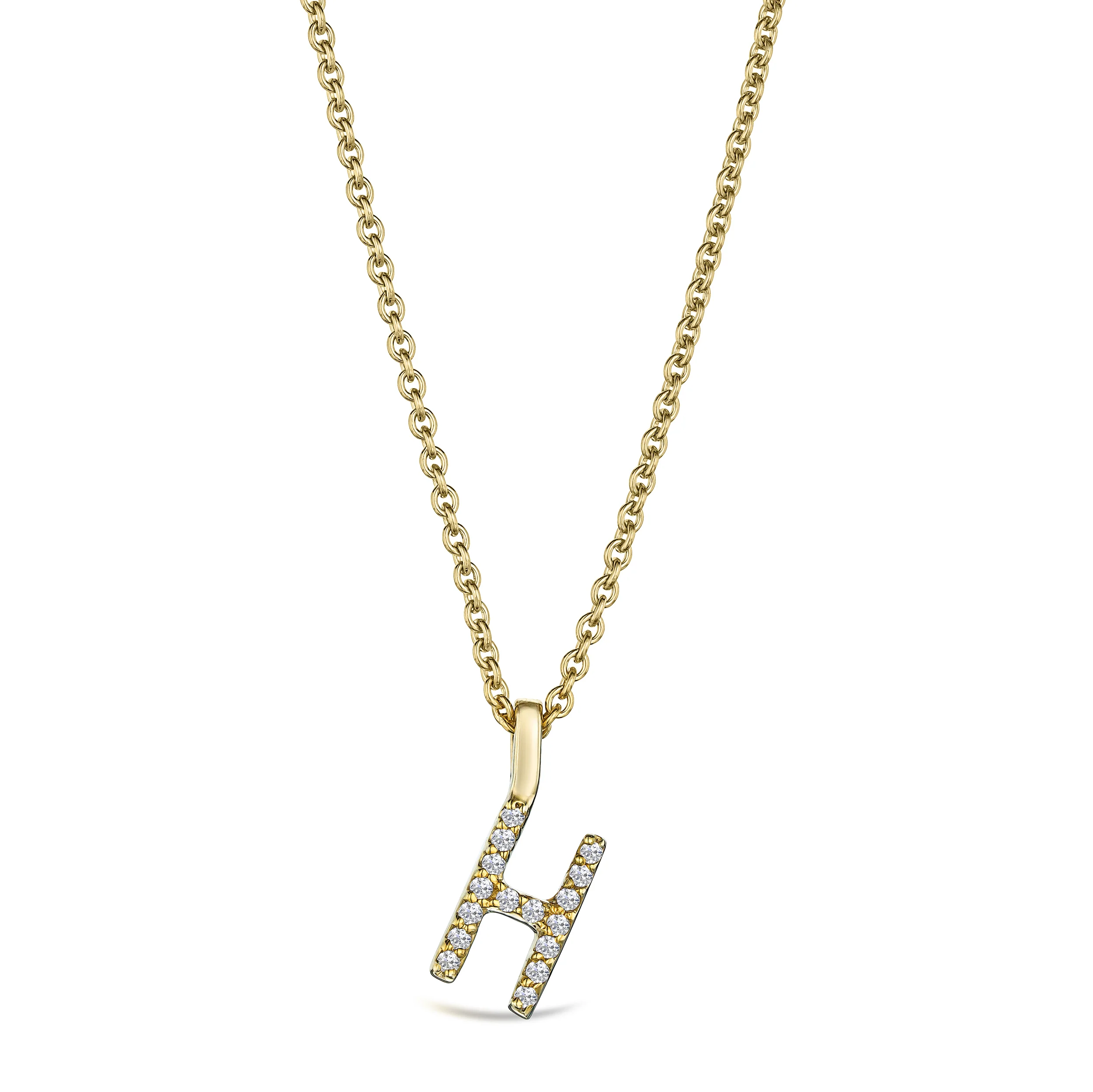 Love Letter Initial H Lab Diamond Necklace set in 9K Yellow Gold - Image 4