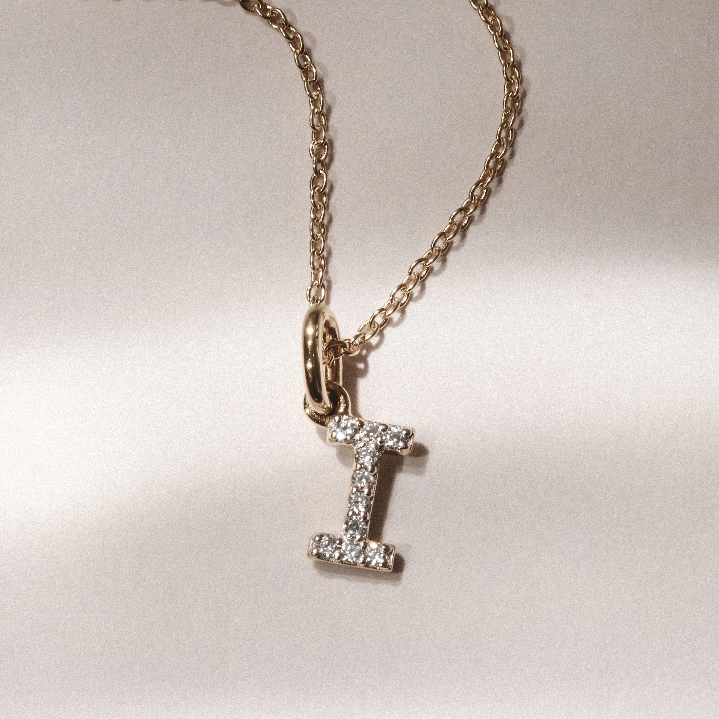 Love Letter Initial I Lab Diamond Necklace set in 18K Gold Vermeil - Image 3
