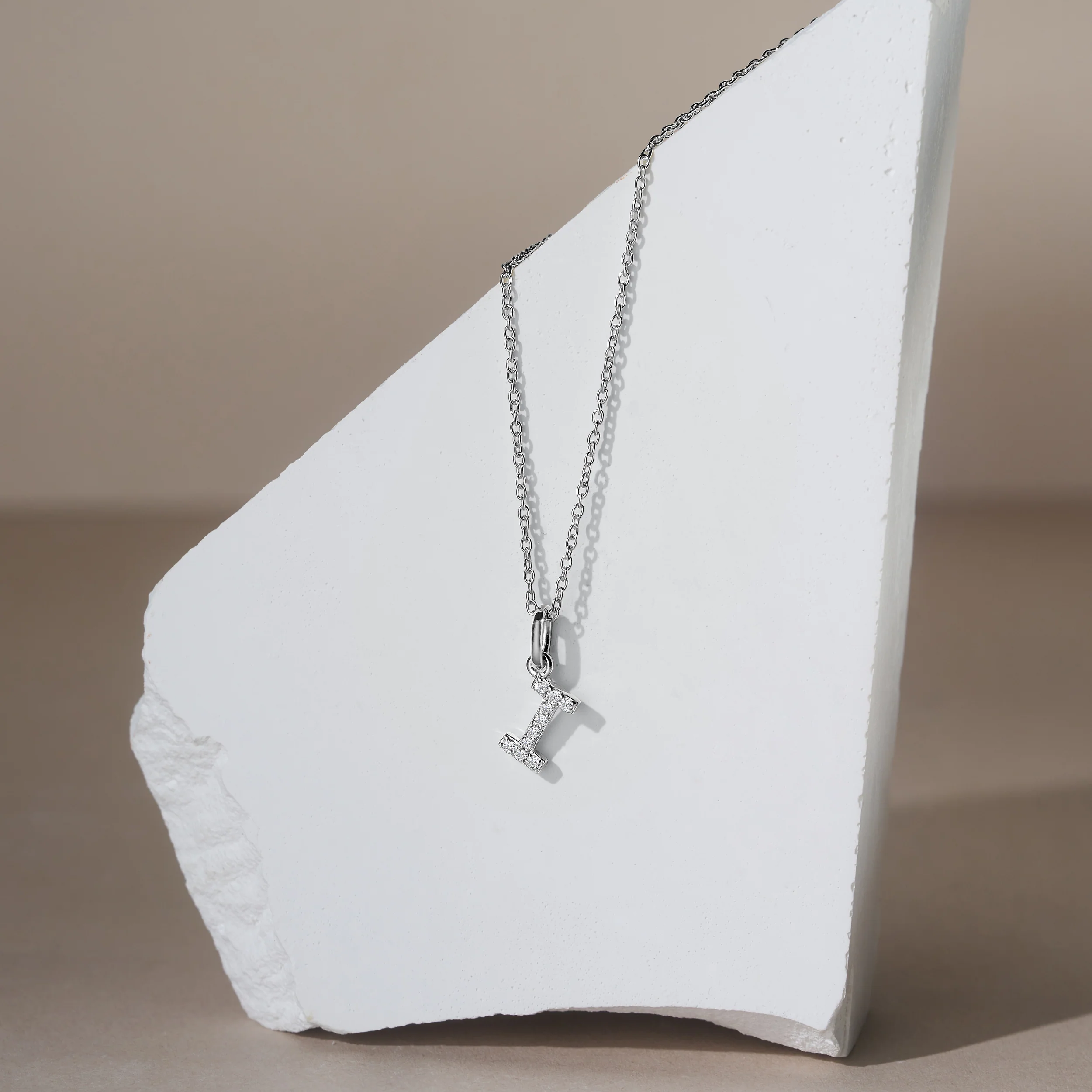 Love Letter Initial I Lab Diamond Necklace set in 925 Sterling Silver - Image 4