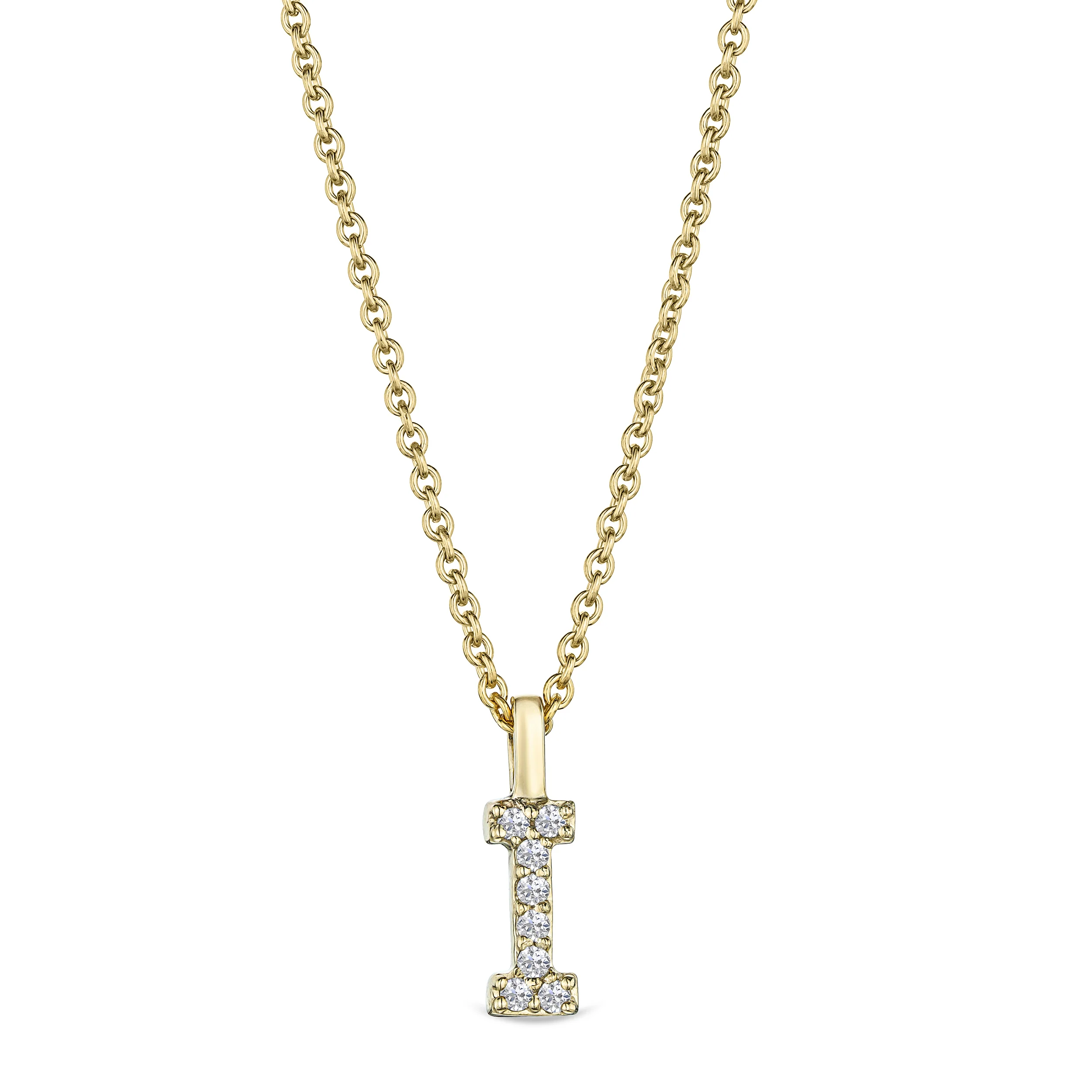 Love Letter Initial I Lab Diamond Necklace set in 9K Yellow Gold - Image 4