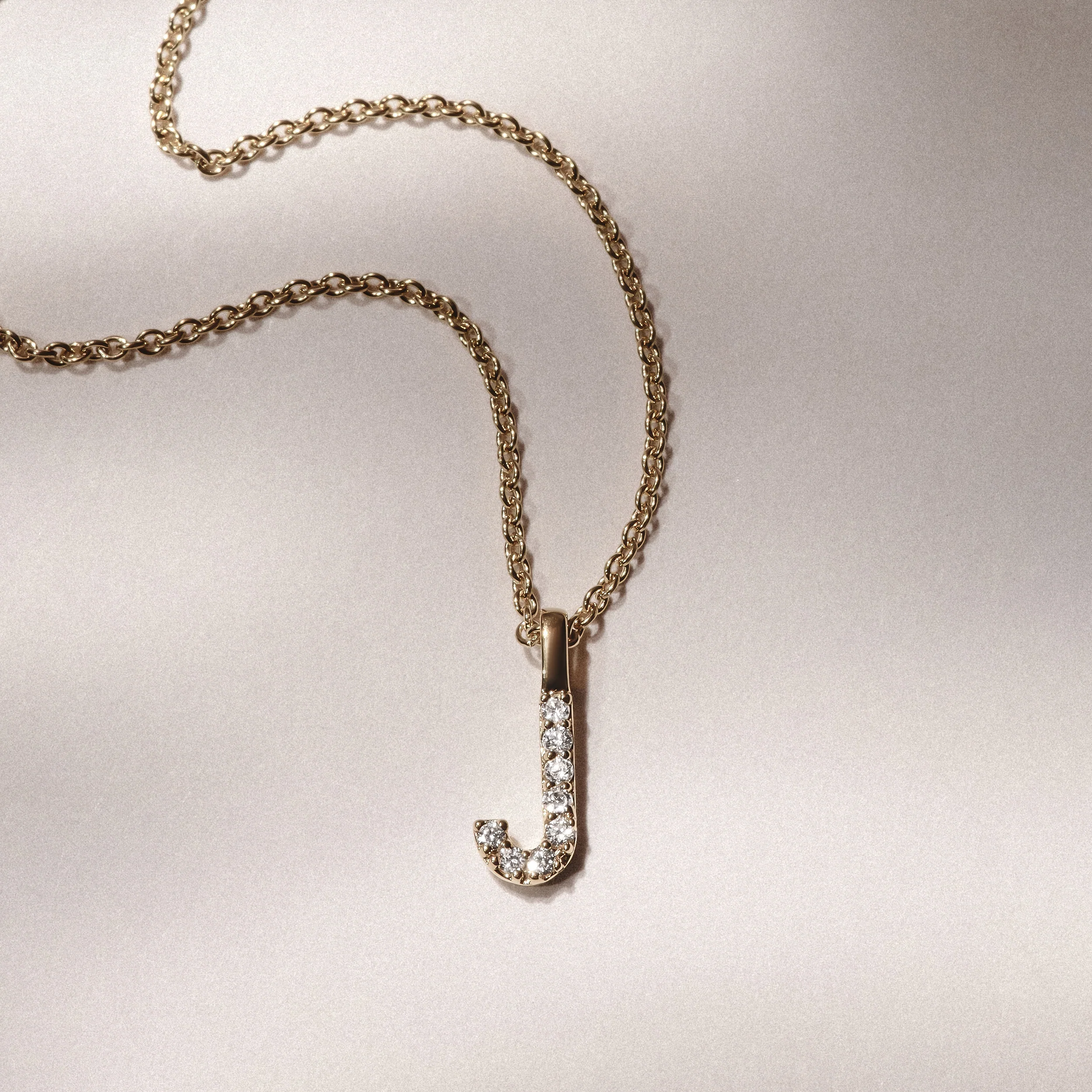 Love Letter Initial J Lab Diamond Necklace set in 9K Yellow Gold - Image 3