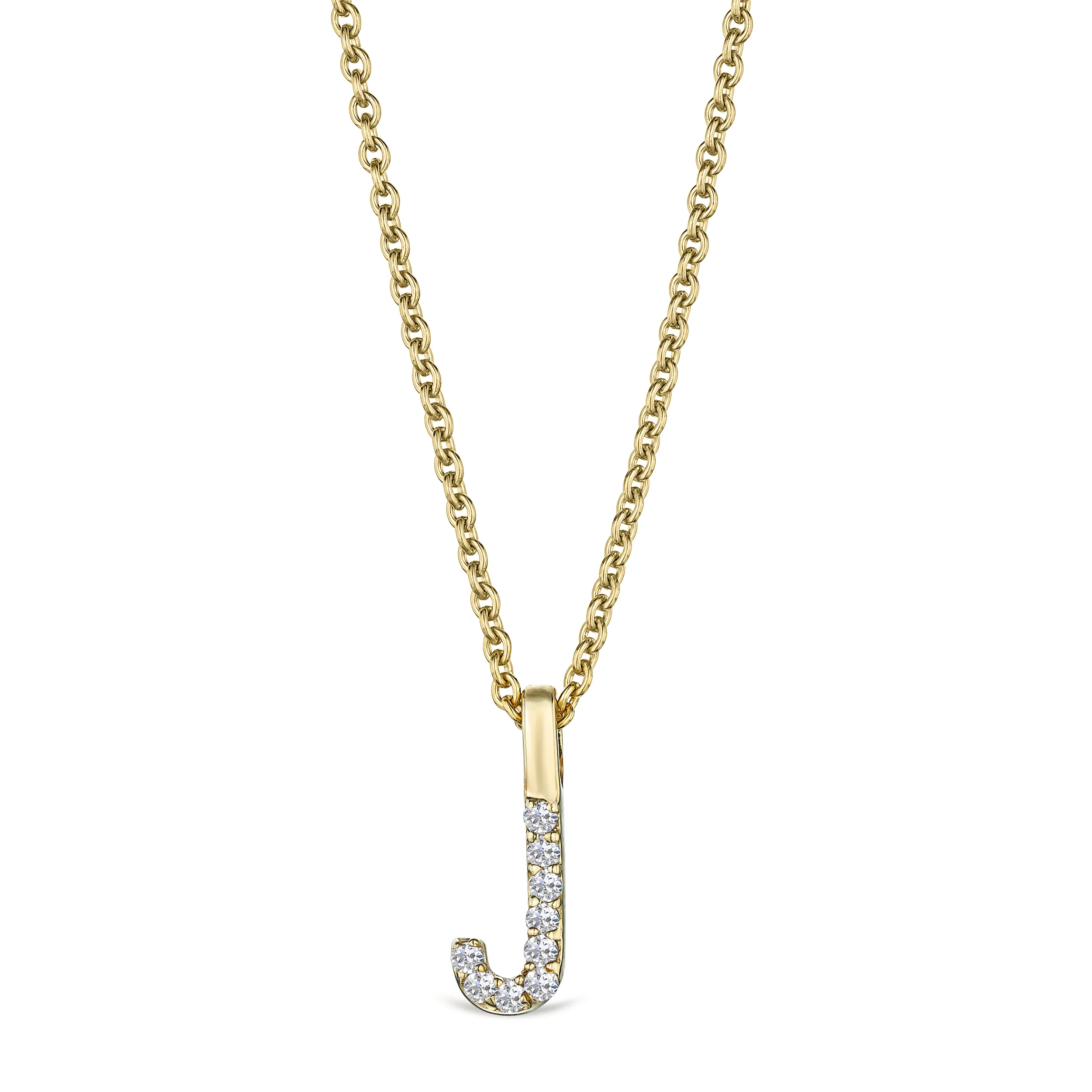 Love Letter Initial J Lab Diamond Necklace set in 9K Yellow Gold - Image 4