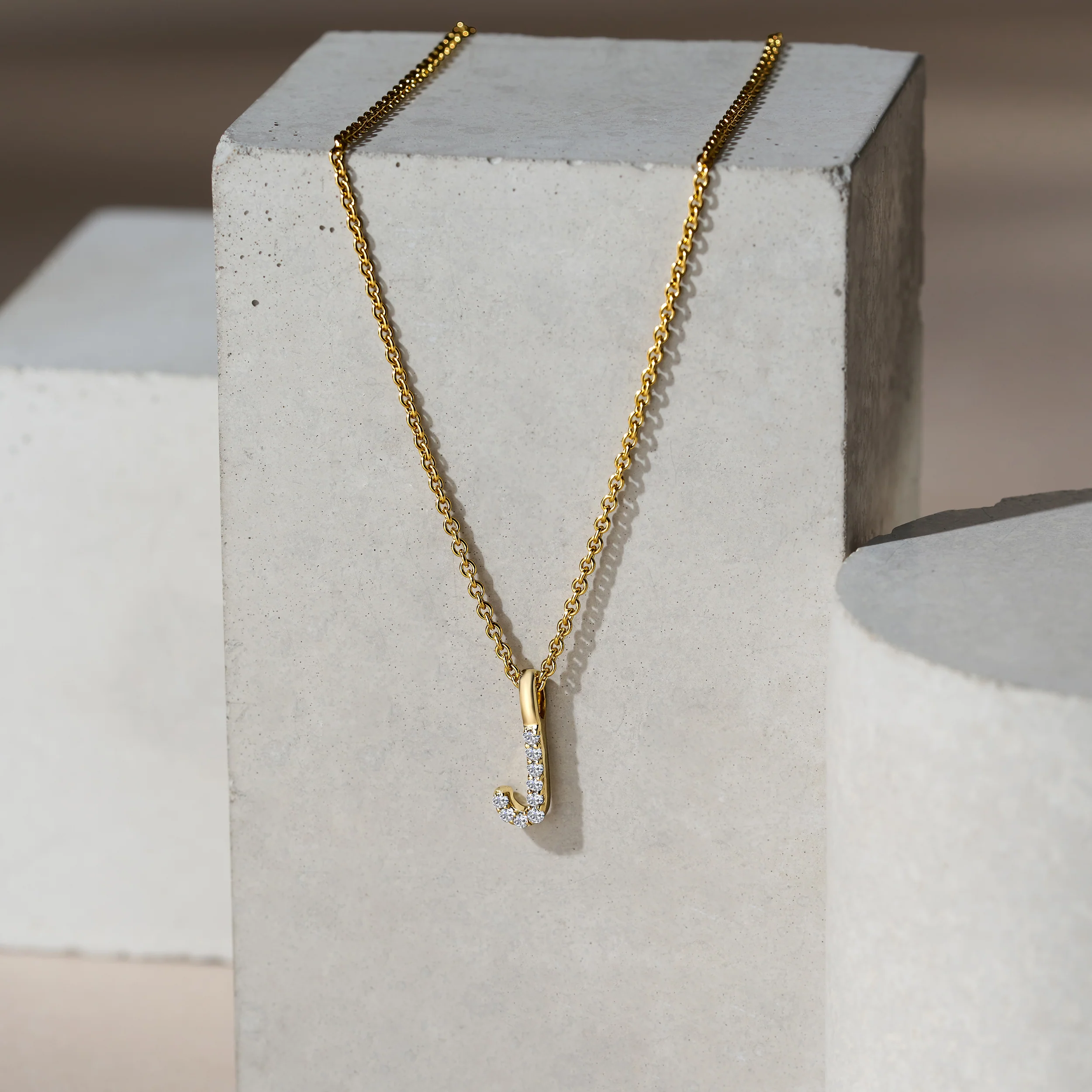 Love Letter Initial J Lab Diamond Necklace set in 9K Yellow Gold - Image 5
