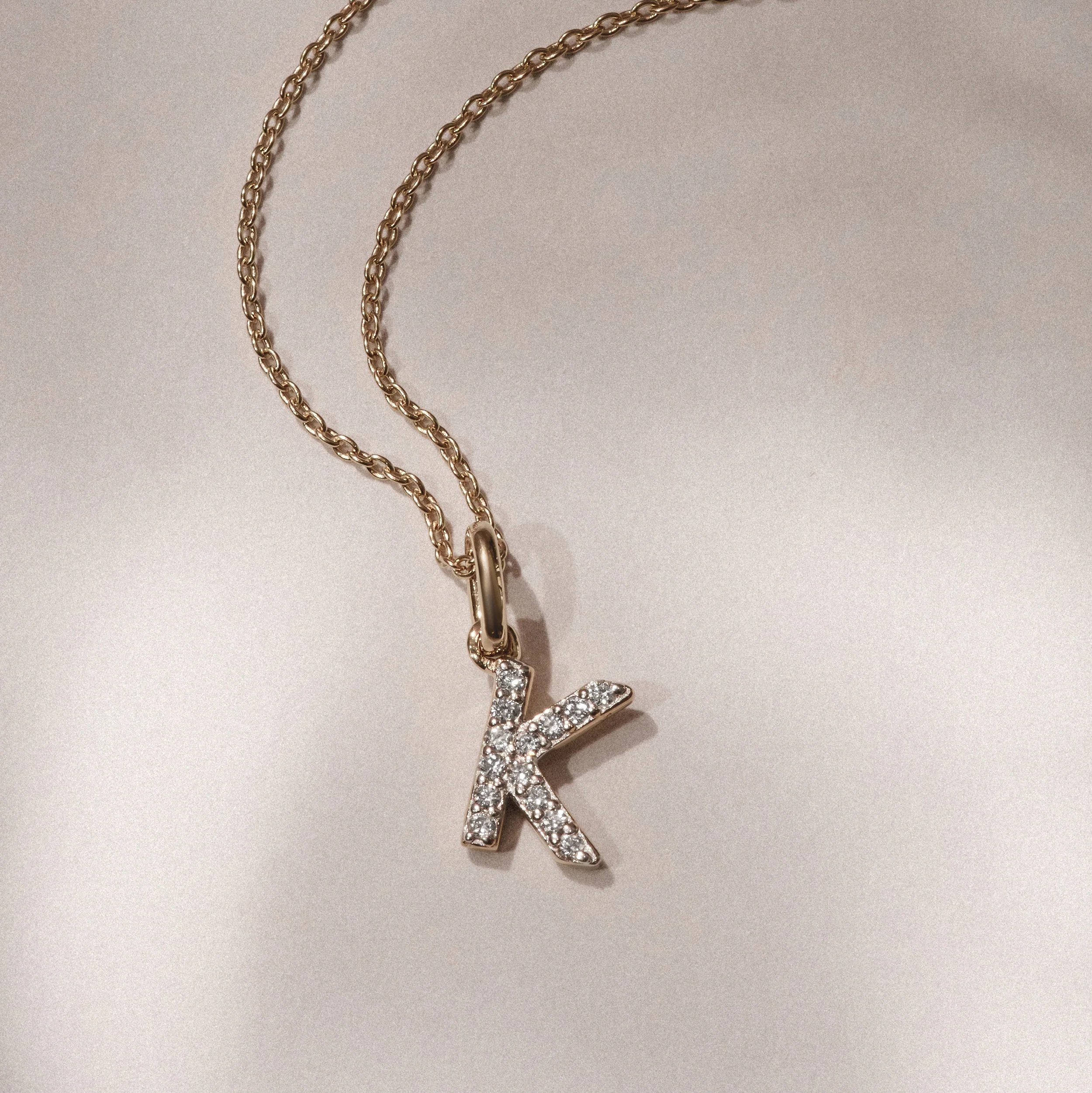 Love Letter Initial K Lab Diamond Necklace set in 18K Gold Vermeil - Image 3