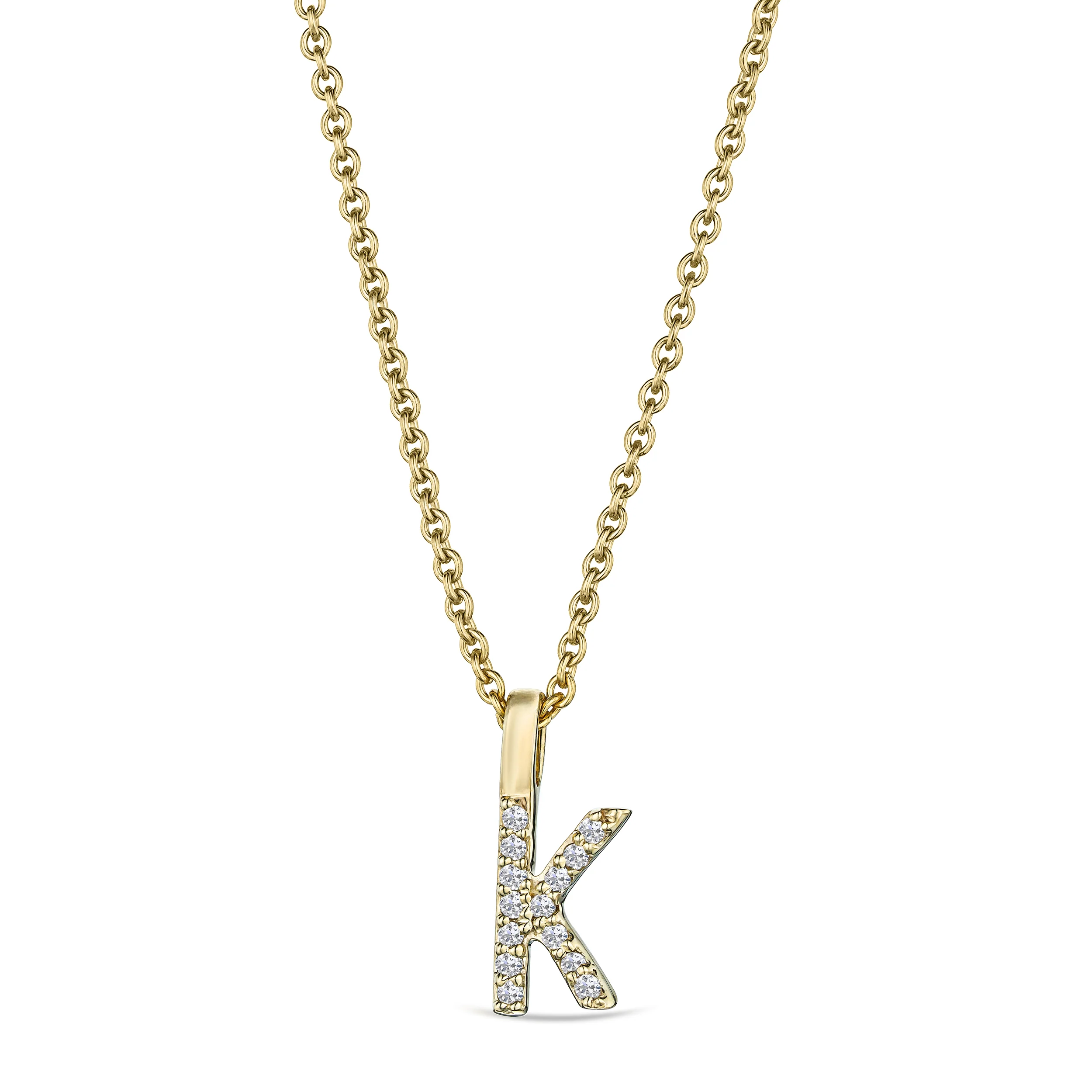 Love Letter Initial K Lab Diamond Necklace set in 9K Yellow Gold - Image 4