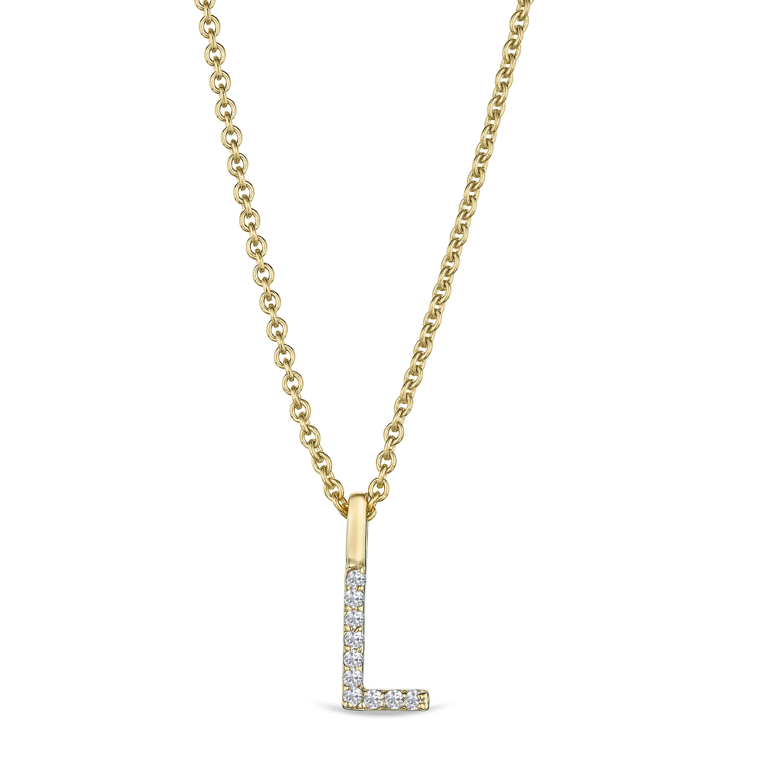 Love Letter Initial L Lab Diamond Necklace set in 9K Yellow Gold - Image 3
