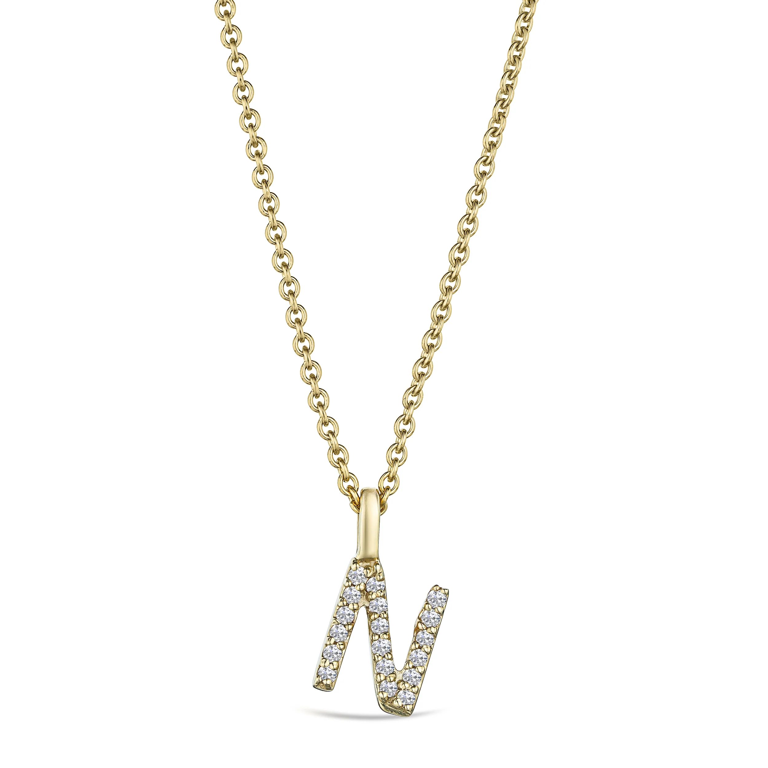 Love Letter Initial N Lab Diamond Necklace set in 9K Yellow Gold - Image 4