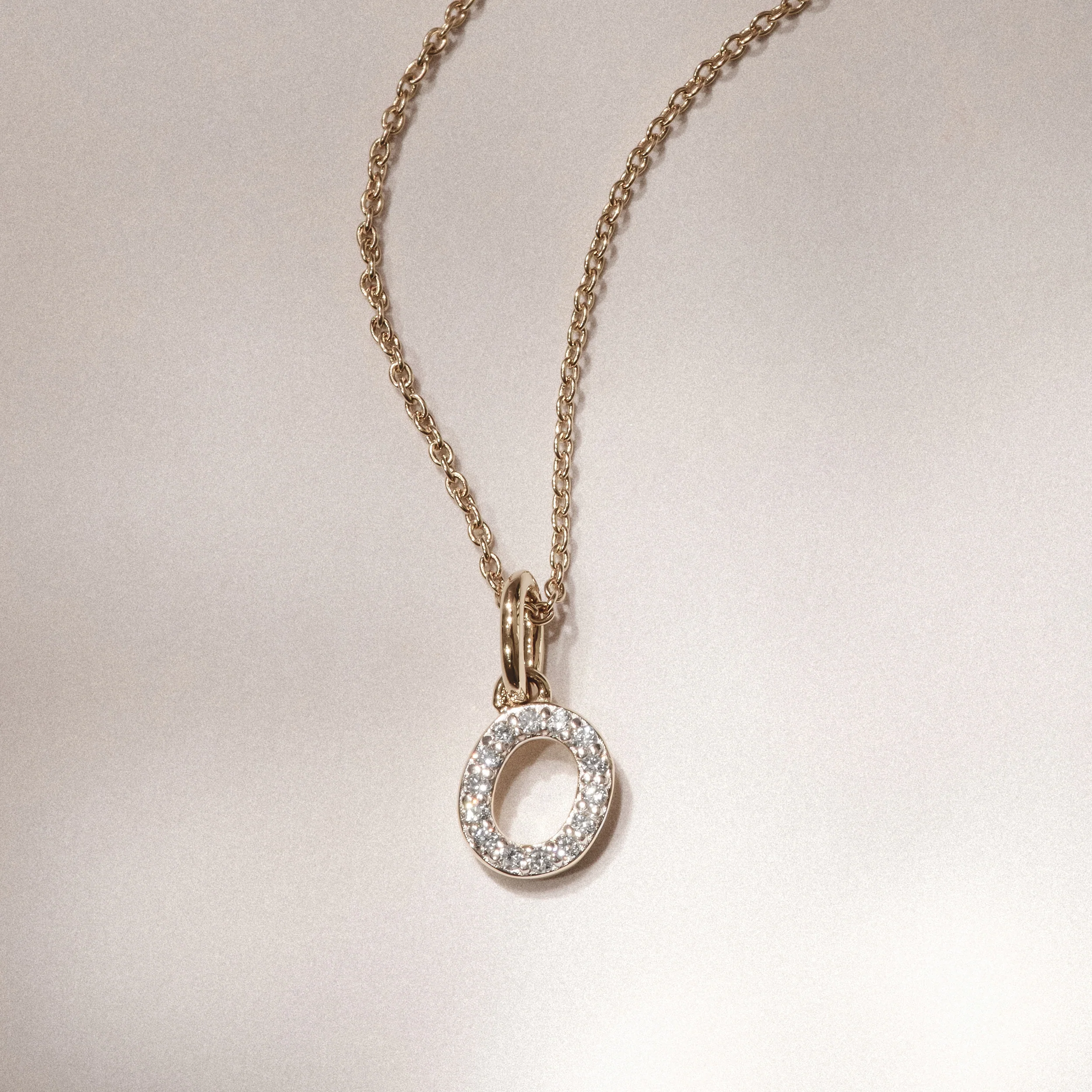 Love Letter Initial O Lab Diamond Necklace set in 18K Gold Vermeil - Image 3