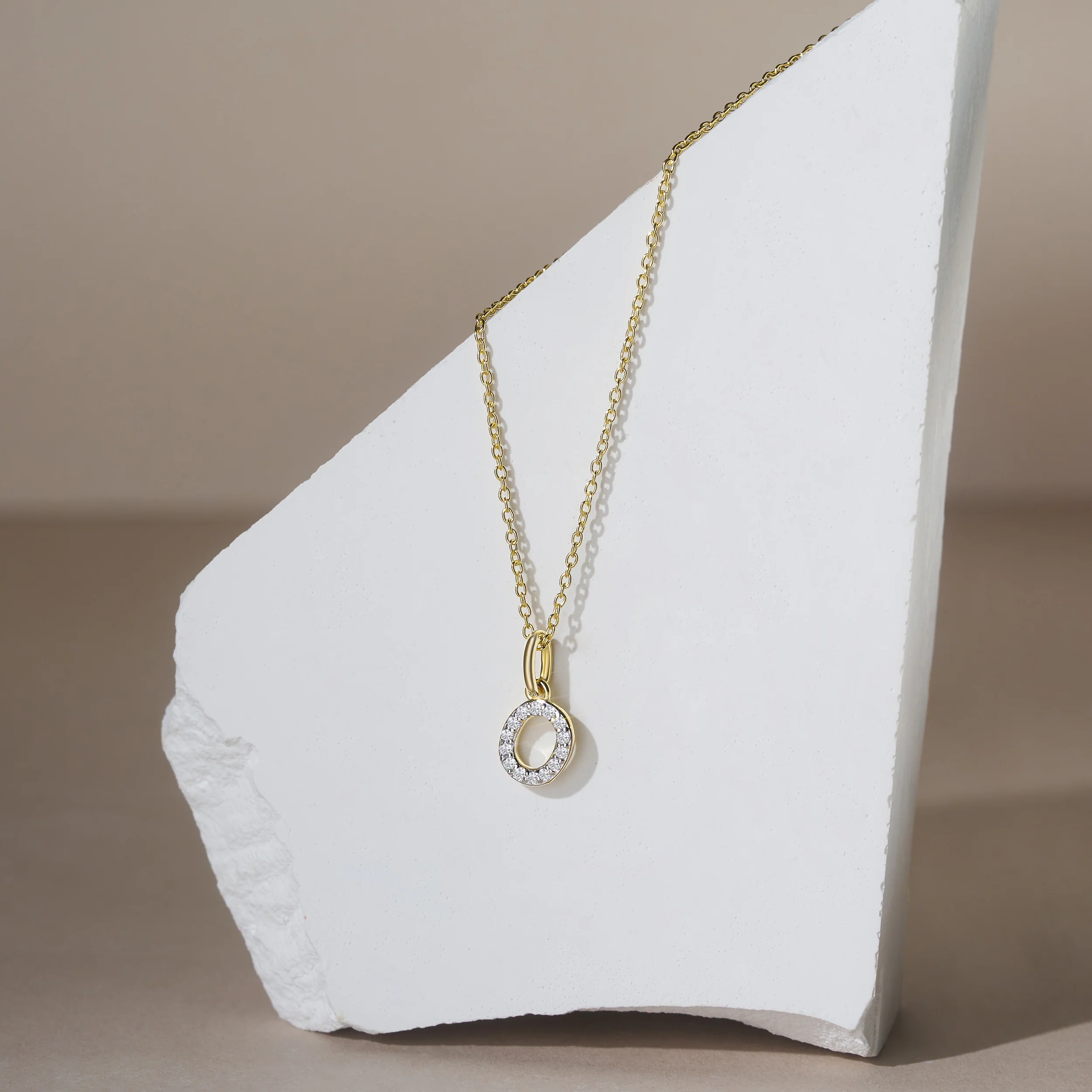 Love Letter Initial O Lab Diamond Necklace set in 18K Gold Vermeil - Image 4