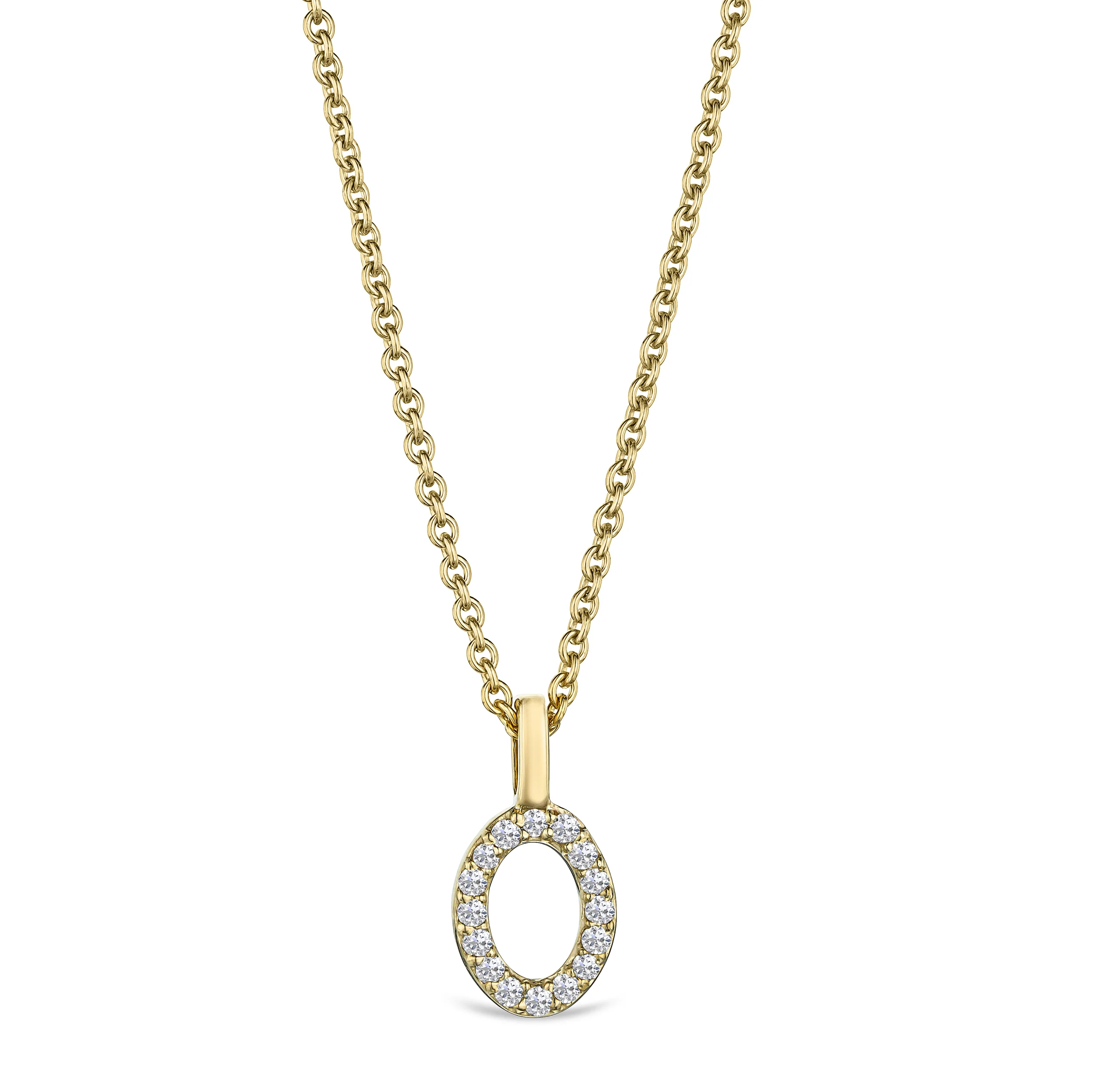 Love Letter Initial O Lab Diamond Necklace set in 9K Yellow Gold - Image 3