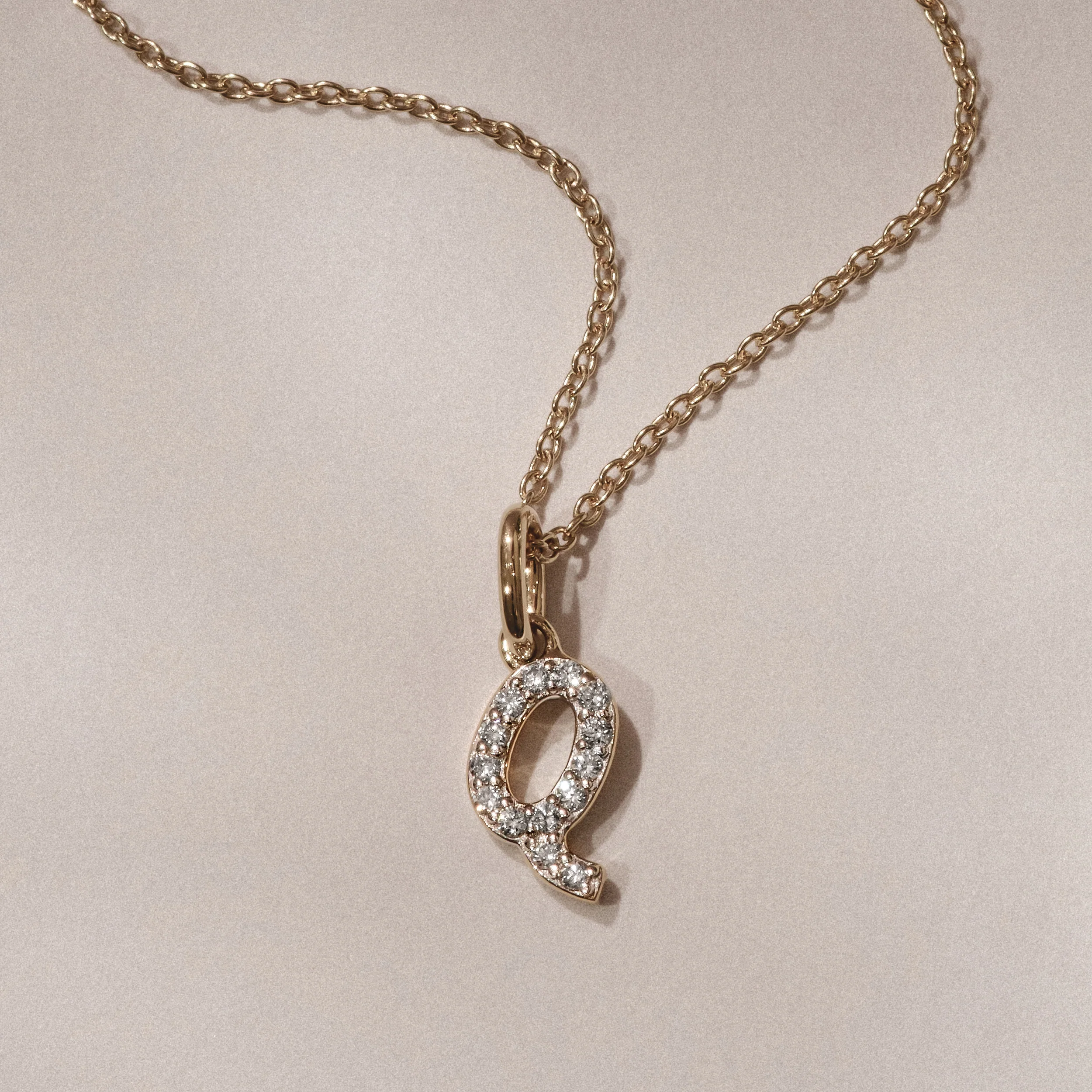 Love Letter Initial Q Lab Diamond Necklace set in 18K Gold Vermeil - Image 3