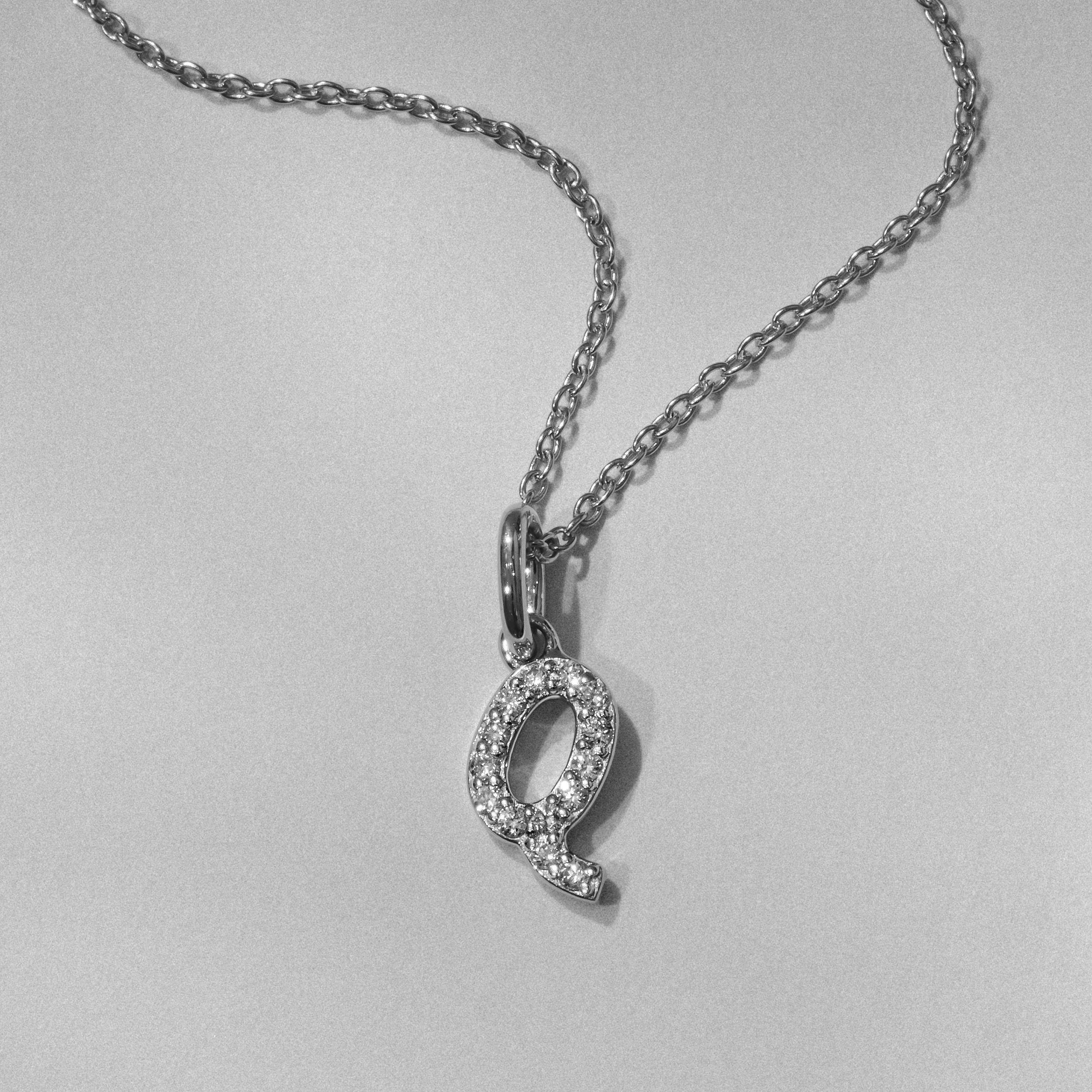 Love Letter Initial Q Lab Diamond Necklace set in 925 Sterling Silver - Image 3