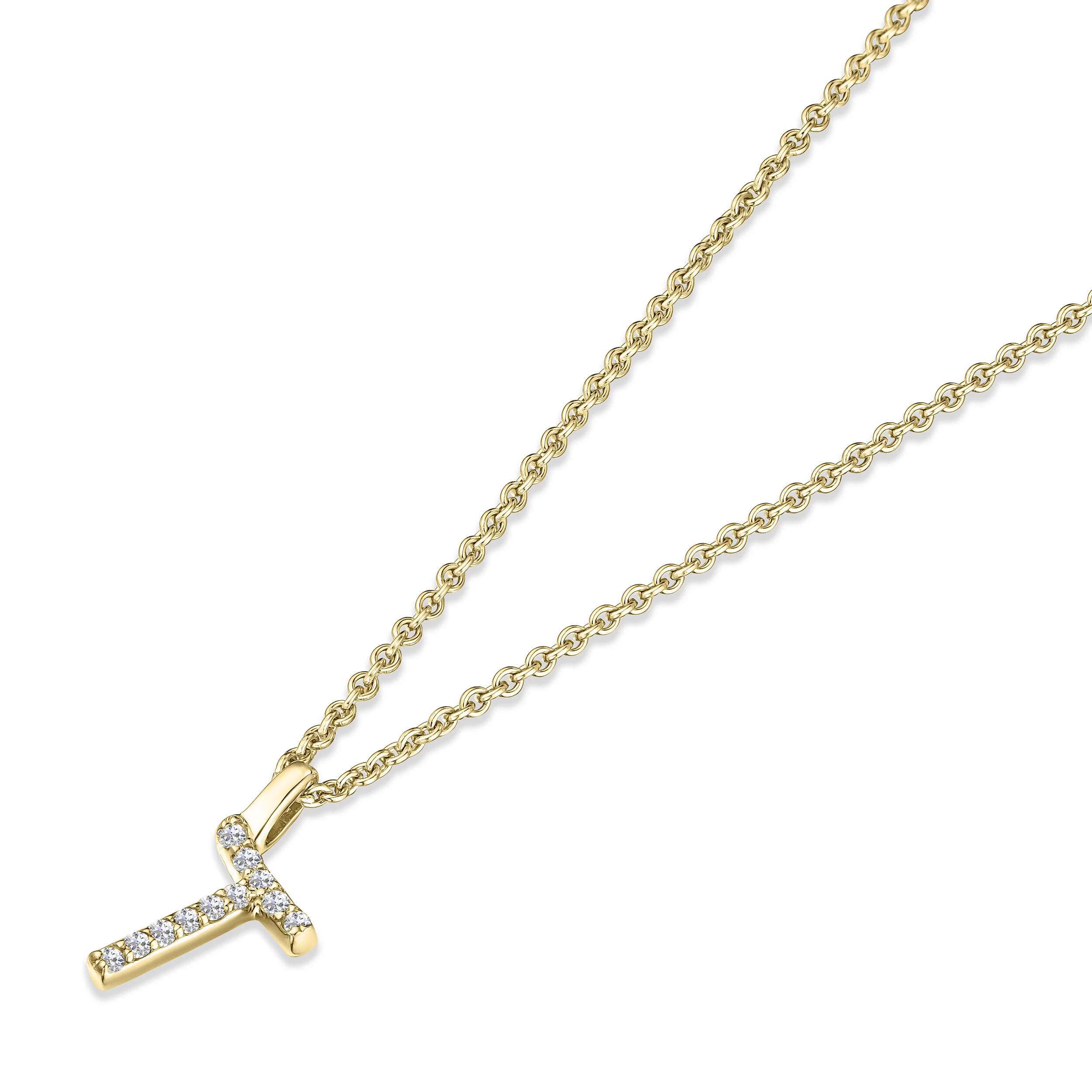 Love Letter Initial T Lab Diamond Necklace set in 9K Yellow Gold - Image 3