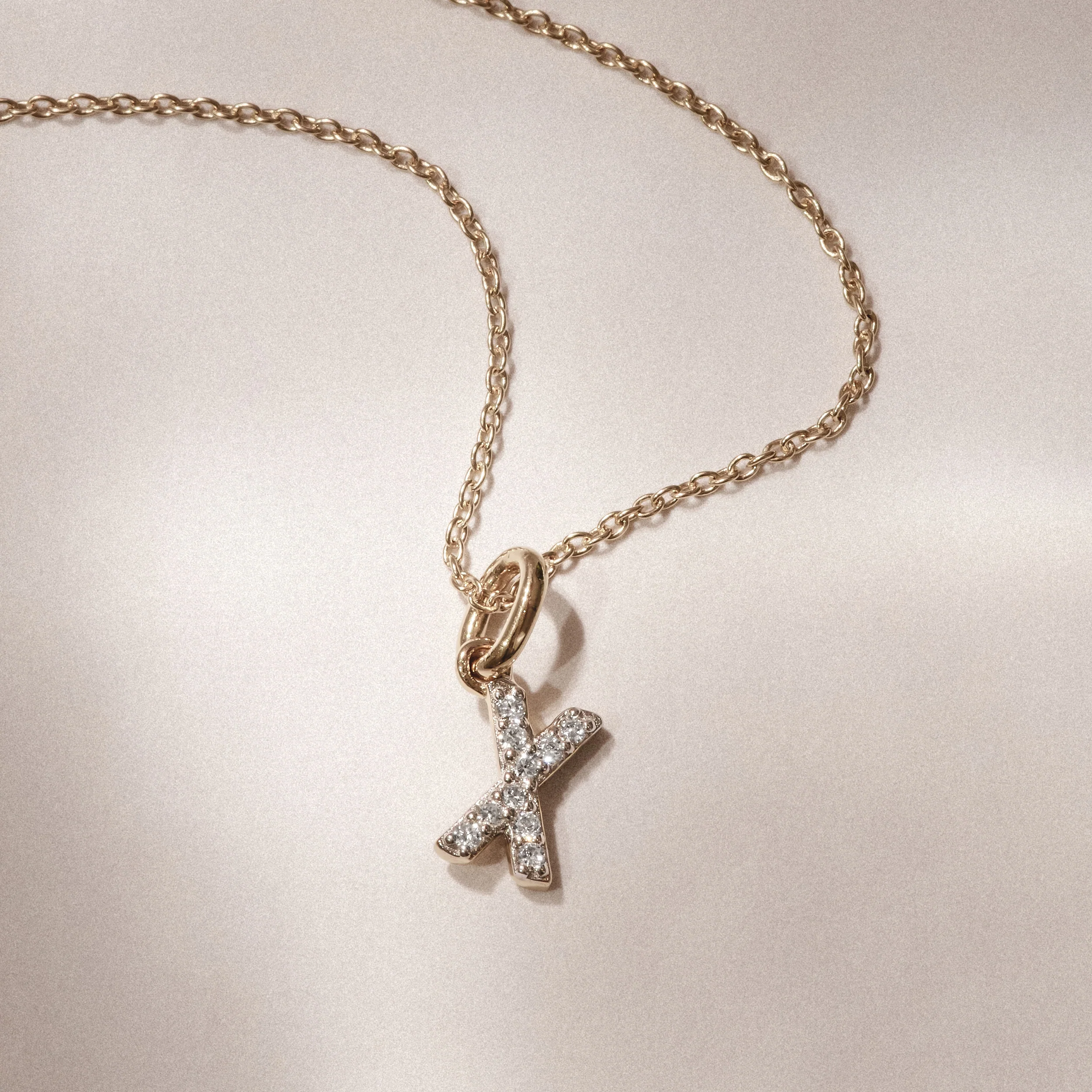 Love Letter Initial X Lab Diamond Necklace set in 18K Gold Vermeil - Image 3