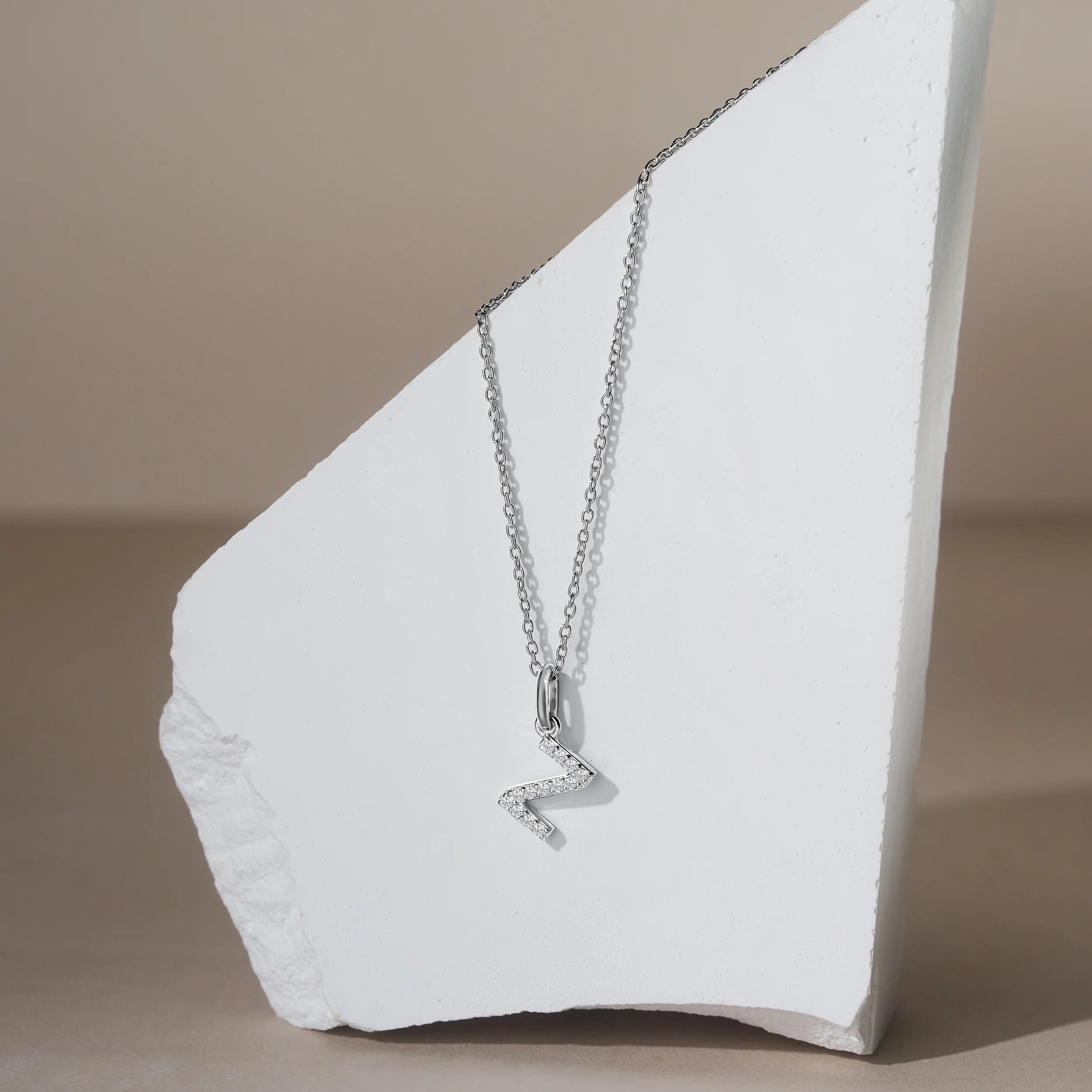 Love Letter Initial Z Lab Diamond Necklace set in 925 Sterling Silver - Image 4