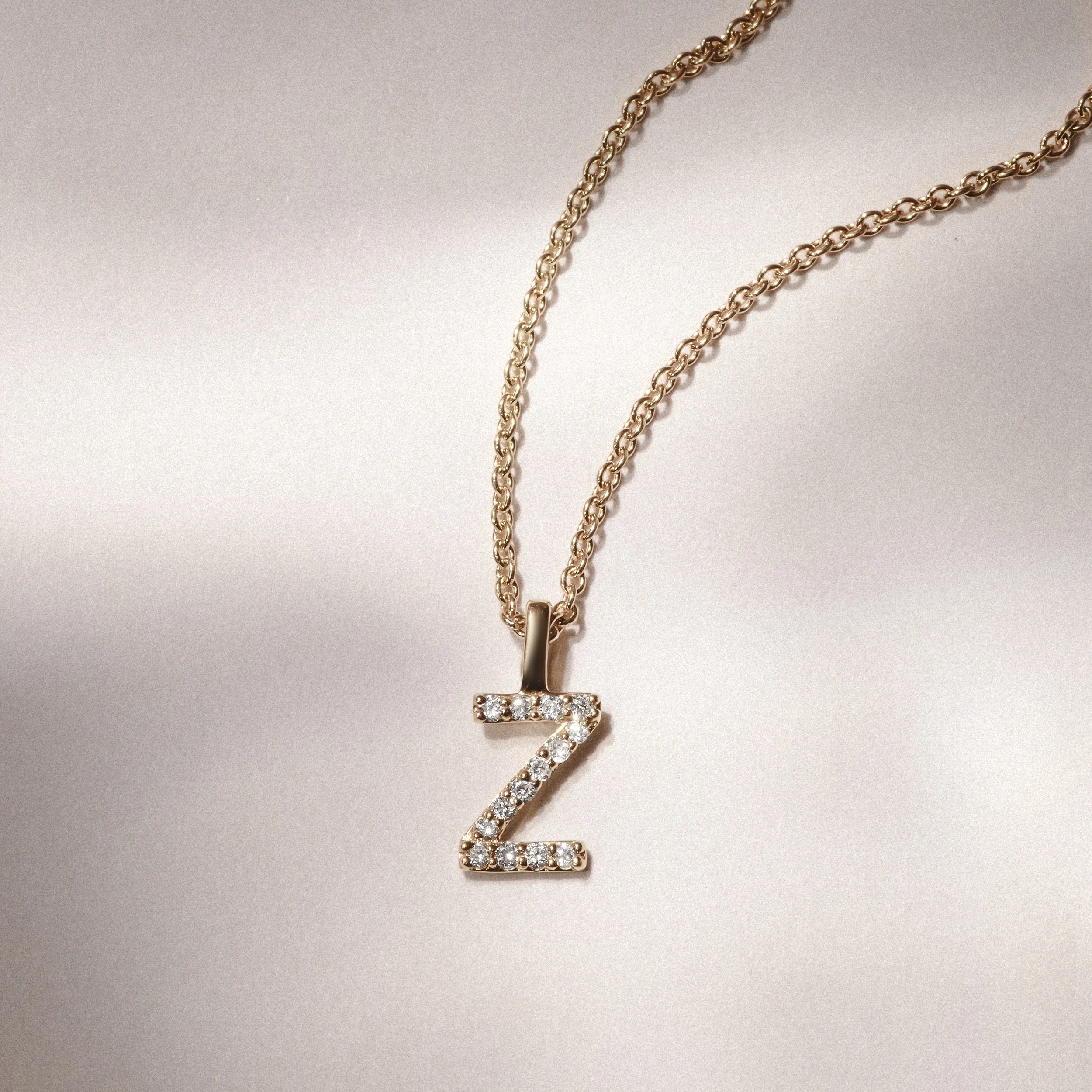 Love Letter Initial Z Lab Diamond Necklace set in 9K Yellow Gold - Image 3