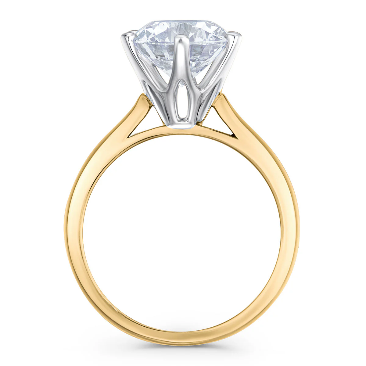 Low Set Chloe 3.00ct Lab Diamond Round Cut Engagement Ring in 18K Yellow Gold G/VS1 - Image 3