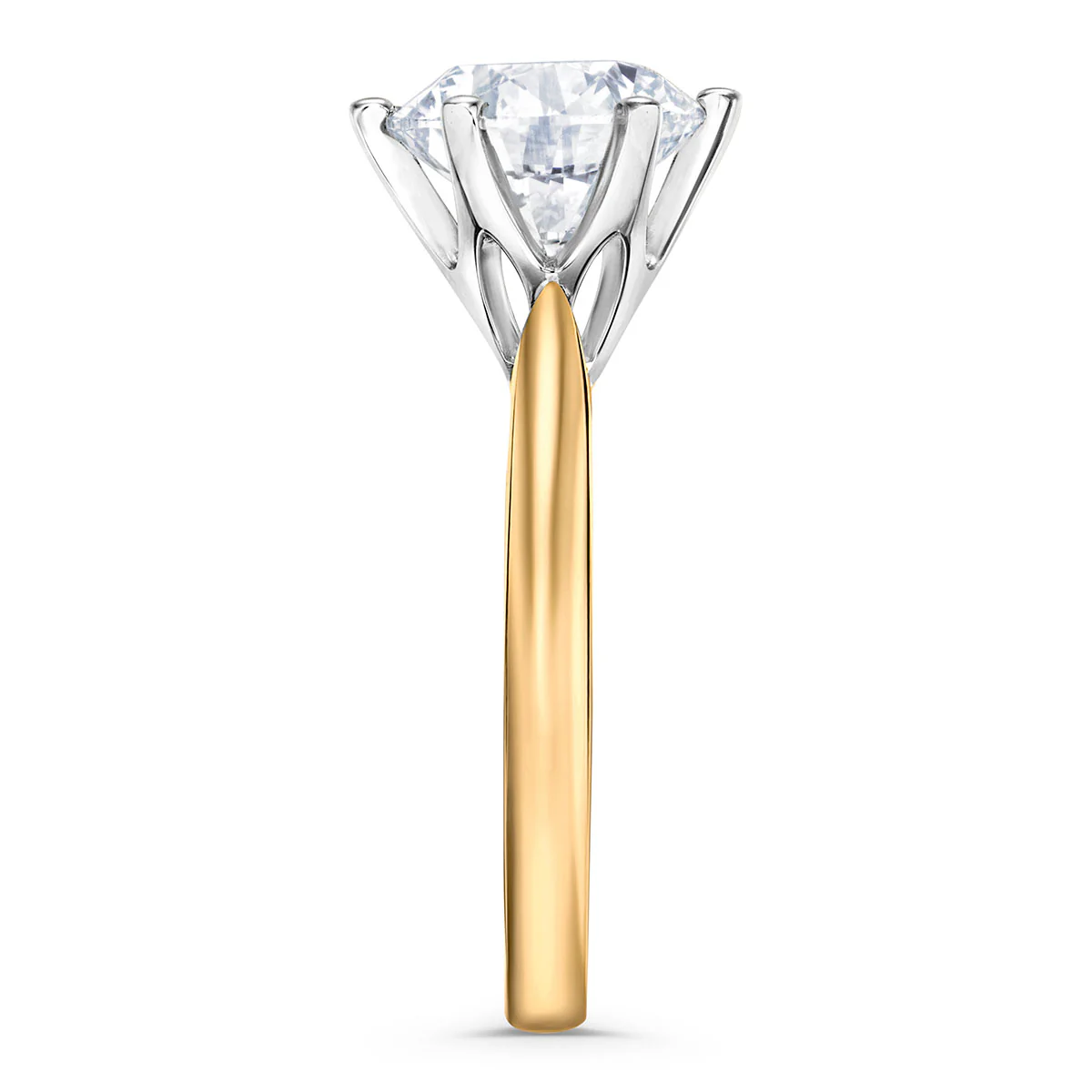 Low Set Chloe 3.00ct Lab Diamond Round Cut Engagement Ring in 18K Yellow Gold G/VS1 - Image 5