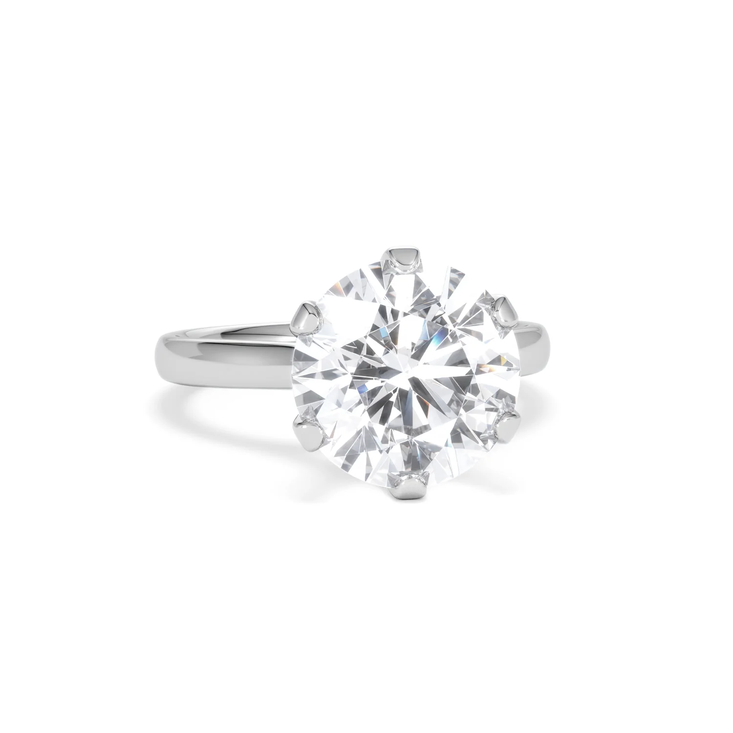 Low Set Chloe 5.00ct Lab Diamond Round Cut Engagement Ring in 18K White Gold G/VS1 - Image 11