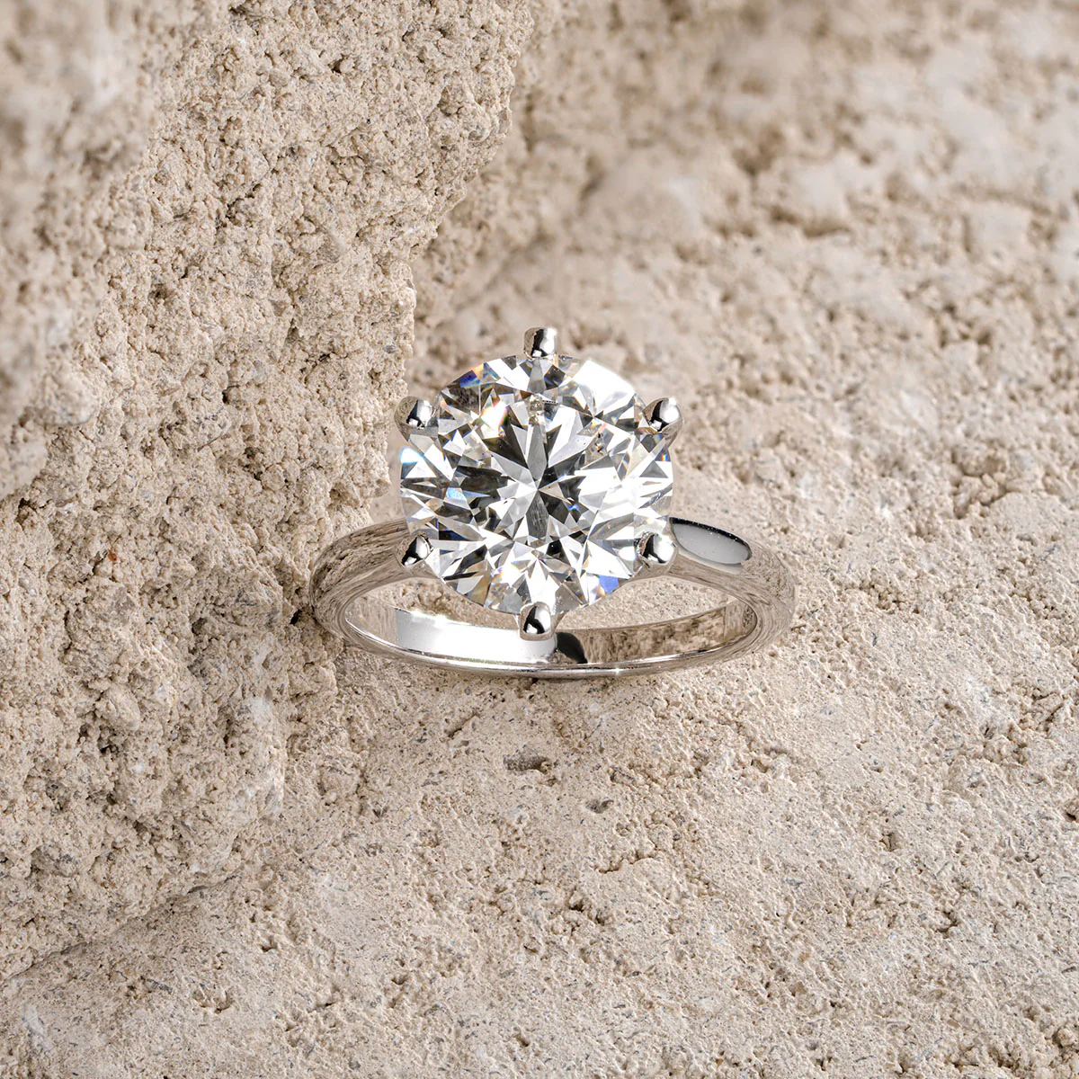 Low Set Chloe 5.00ct Lab Diamond Round Cut Engagement Ring in 18K White Gold G/VS1 - Image 7