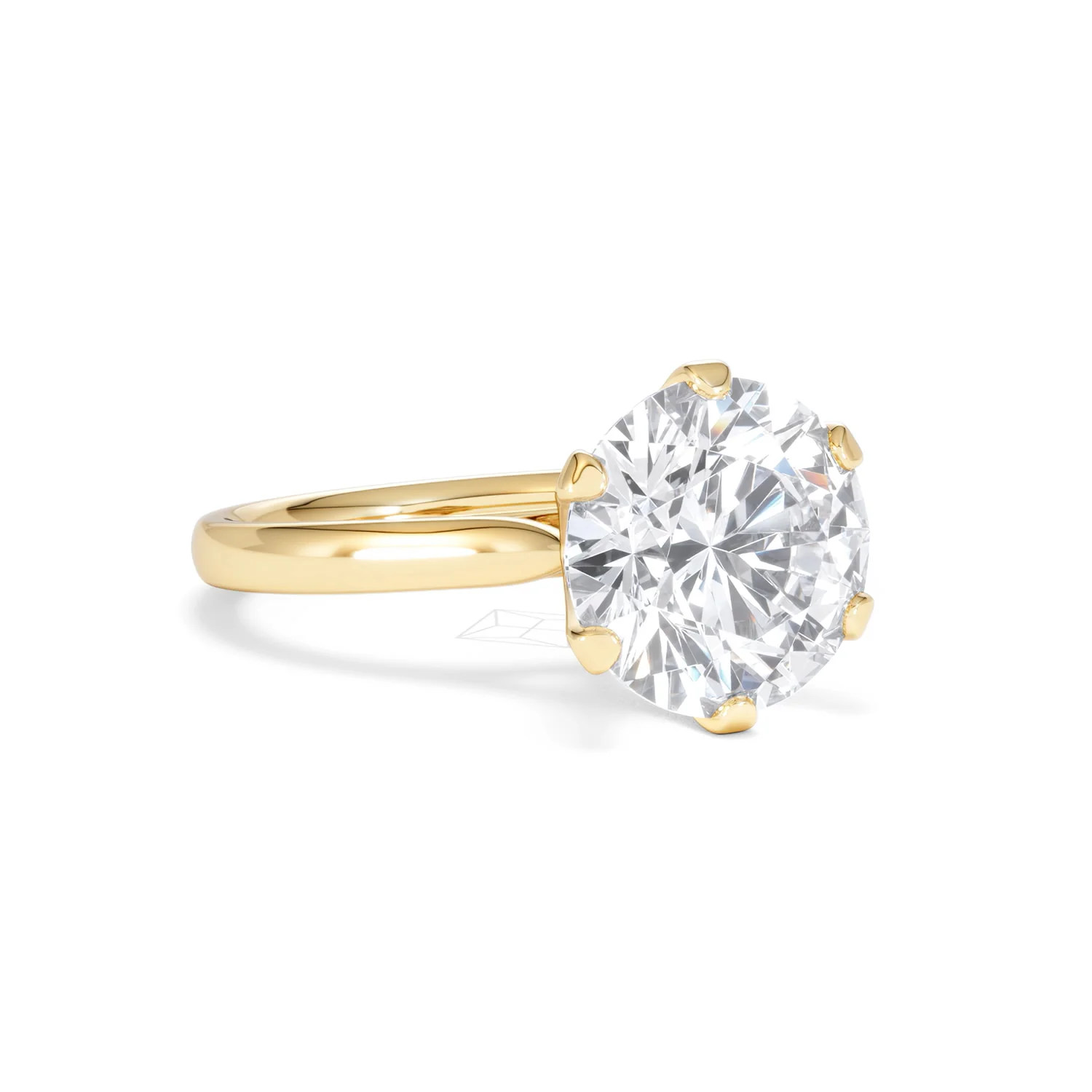 Low Set Chloe 5.00ct Lab Diamond Round Cut Engagement Ring in 18K Yellow Gold G/VS1 - Image 15