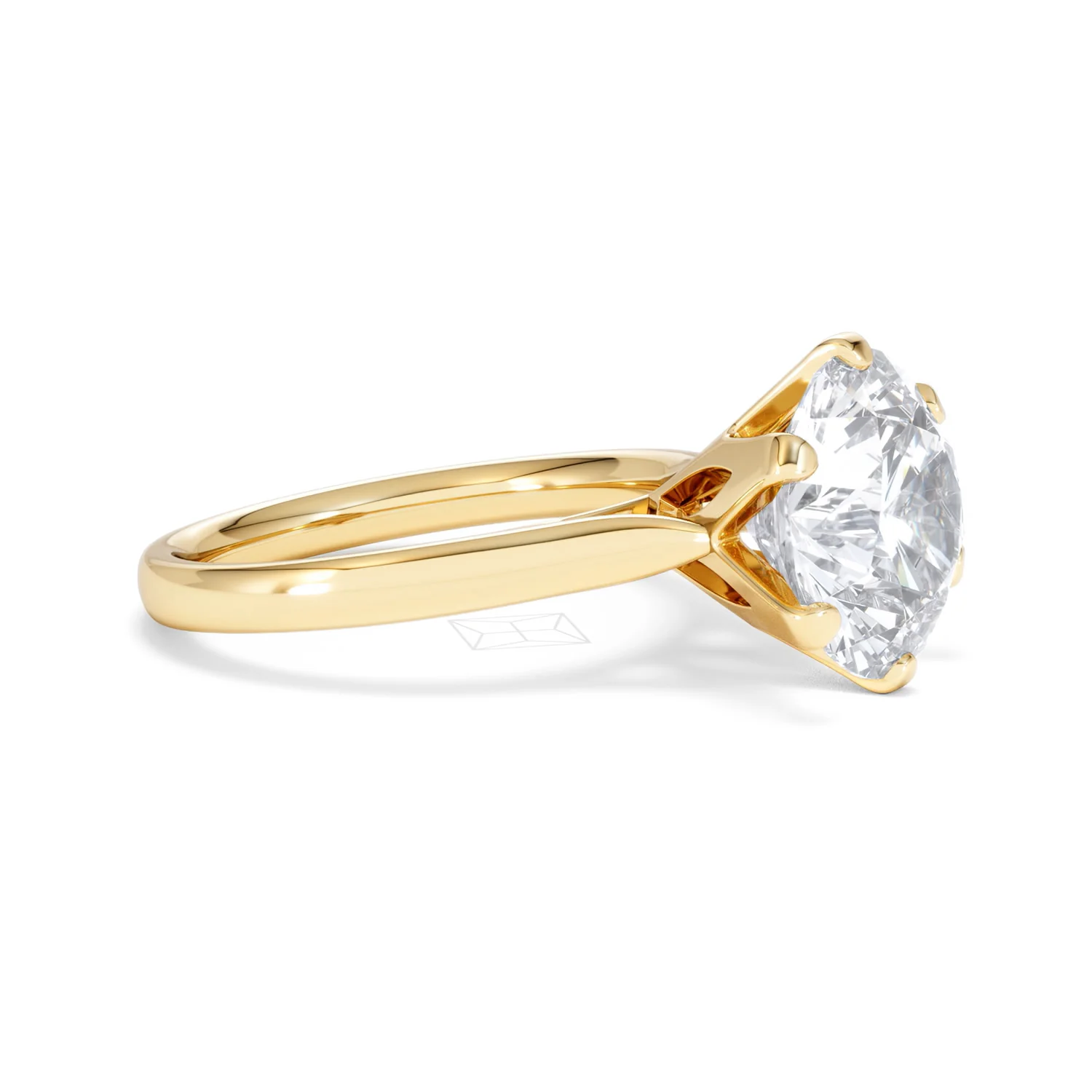 Low Set Chloe 5.00ct Lab Diamond Round Cut Engagement Ring in 18K Yellow Gold G/VS1 - Image 22