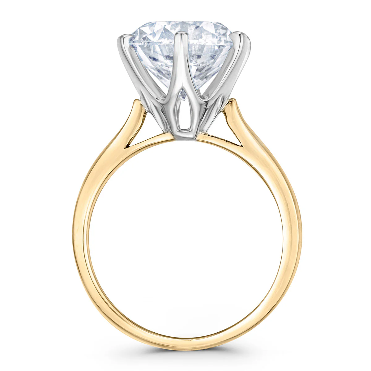 Low Set Chloe 5.00ct Lab Diamond Round Cut Engagement Ring in 18K Yellow Gold G/VS1 - Image 3