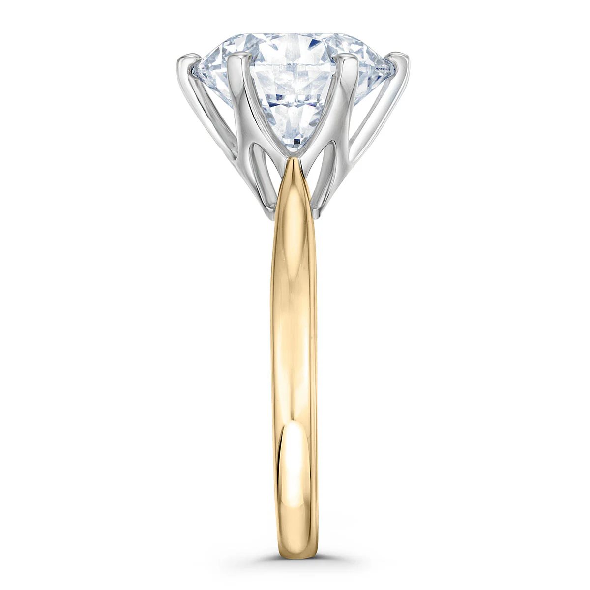 Low Set Chloe 5.00ct Lab Diamond Round Cut Engagement Ring in 18K Yellow Gold G/VS1 - Image 5