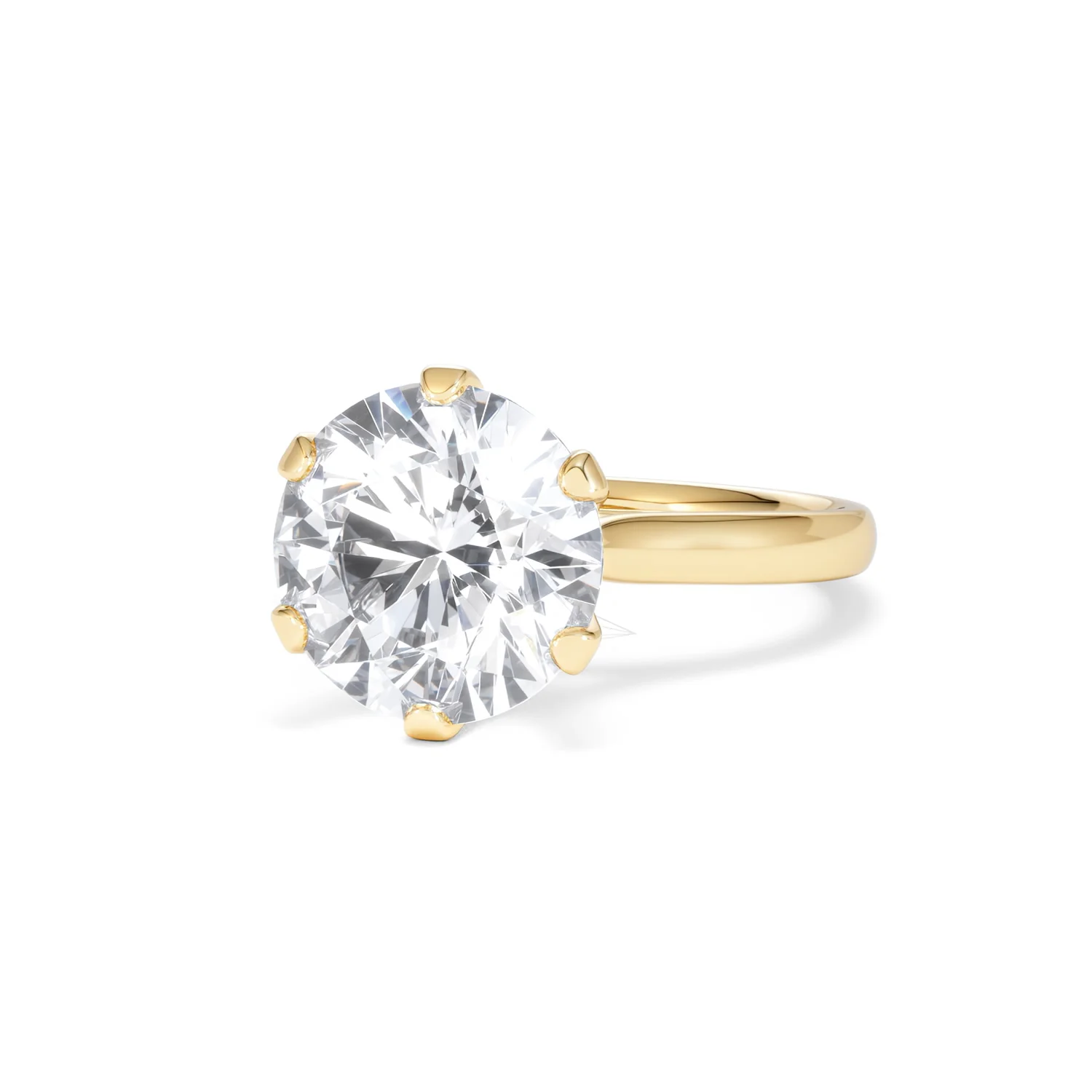 Low Set Chloe 5.00ct Lab Diamond Round Cut Engagement Ring in 18K Yellow Gold G/VS1 - Image 85