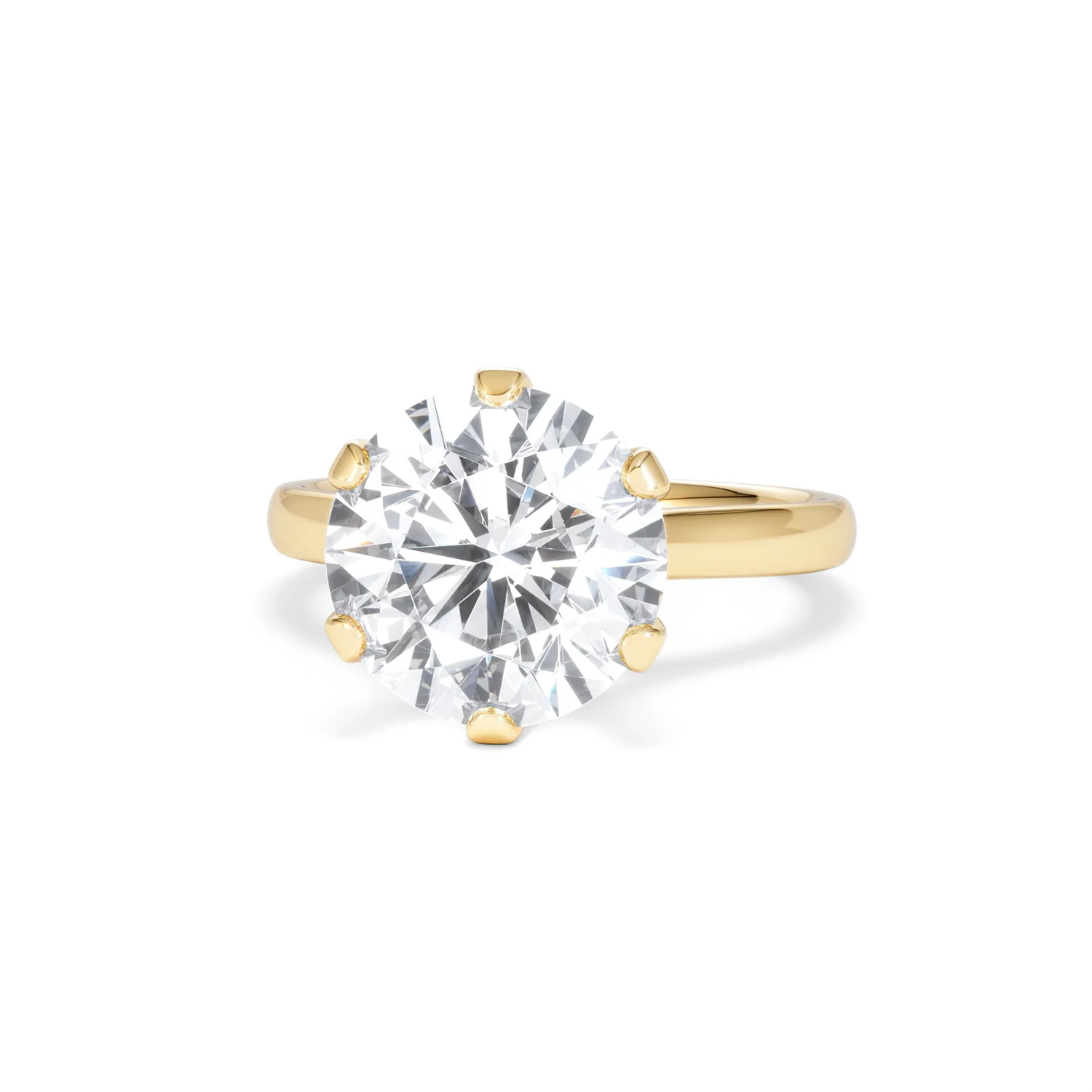 Low Set Chloe 5.00ct Lab Diamond Round Cut Engagement Ring in 18K Yellow Gold G/VS1 - Image 87