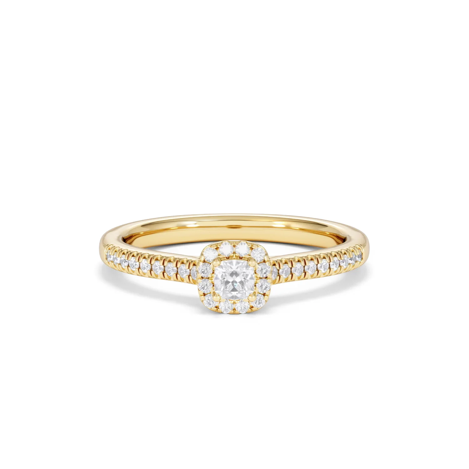 Lumia Cushion Cut Lab Diamond Halo Ring 0.33ct F/VS in 18K Gold Vermeil - Image 10