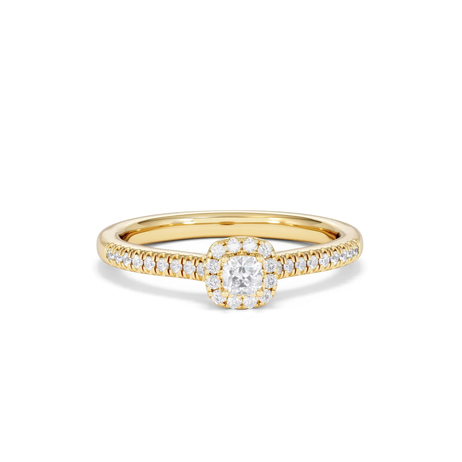Lumia Cushion Cut Lab Diamond Halo Ring 0.33ct F/VS in 18K Gold Vermeil - Image 11